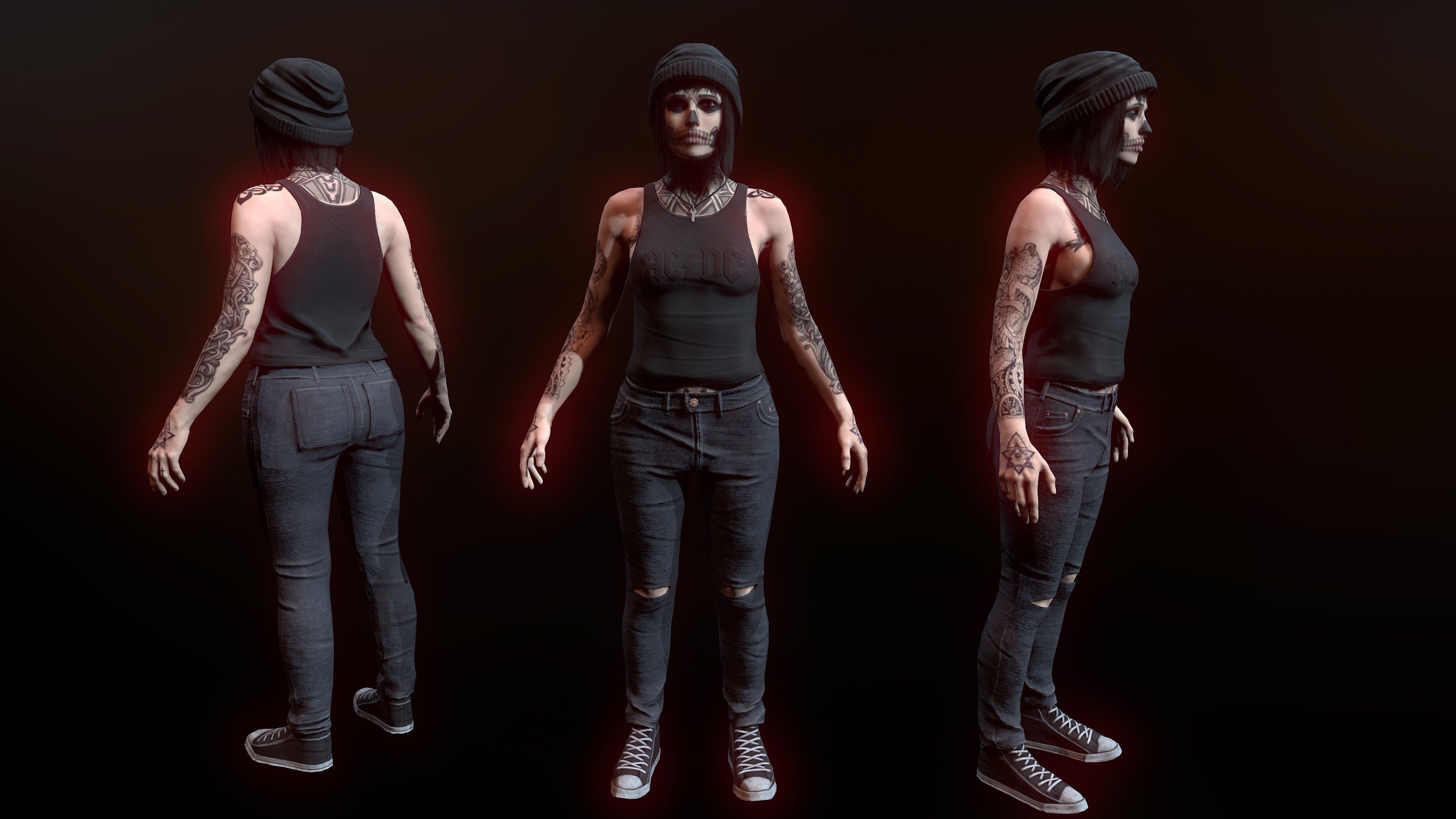 Female Character Low-poly 3D model_4