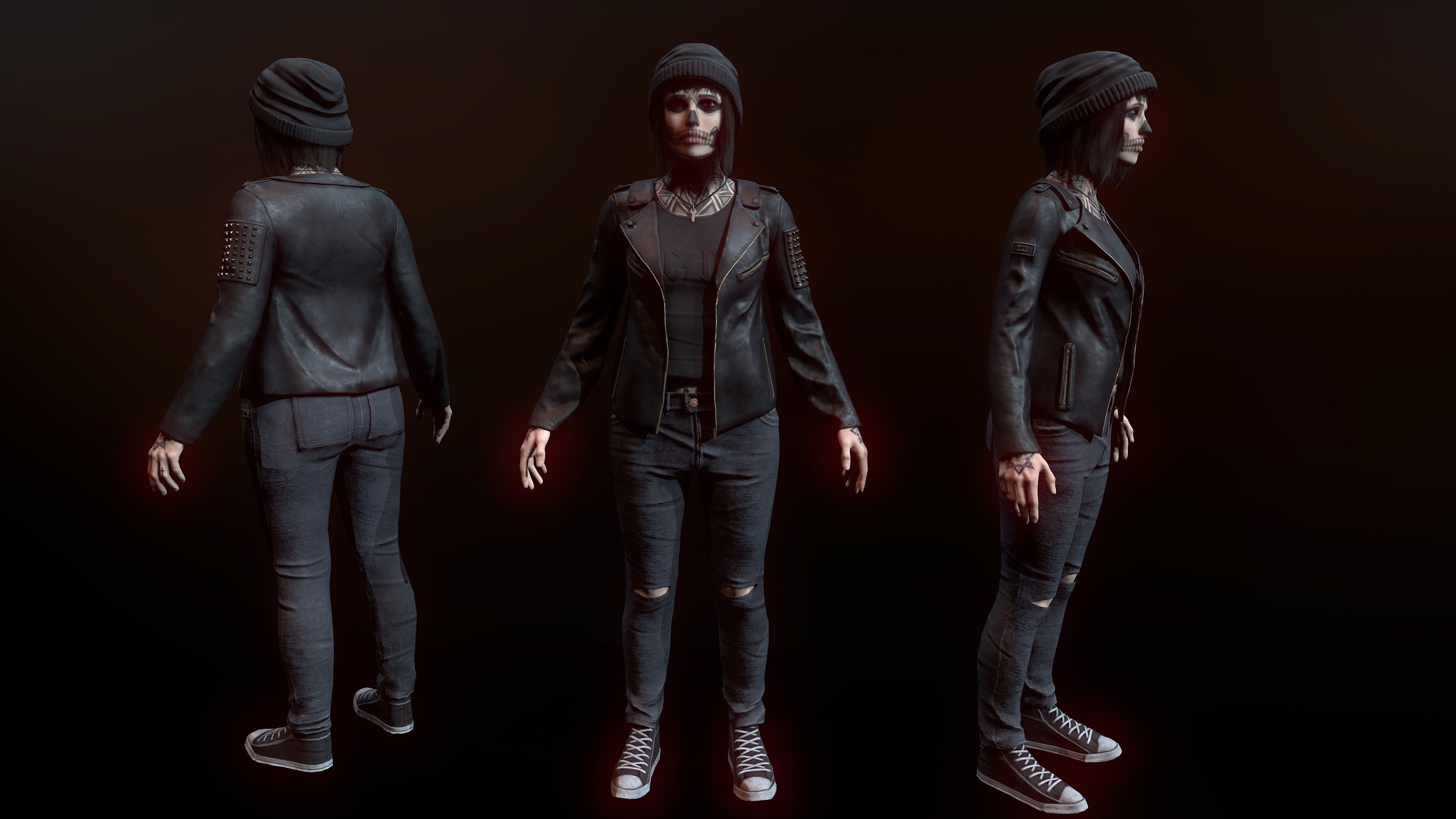Female Character Low-poly 3D model_3