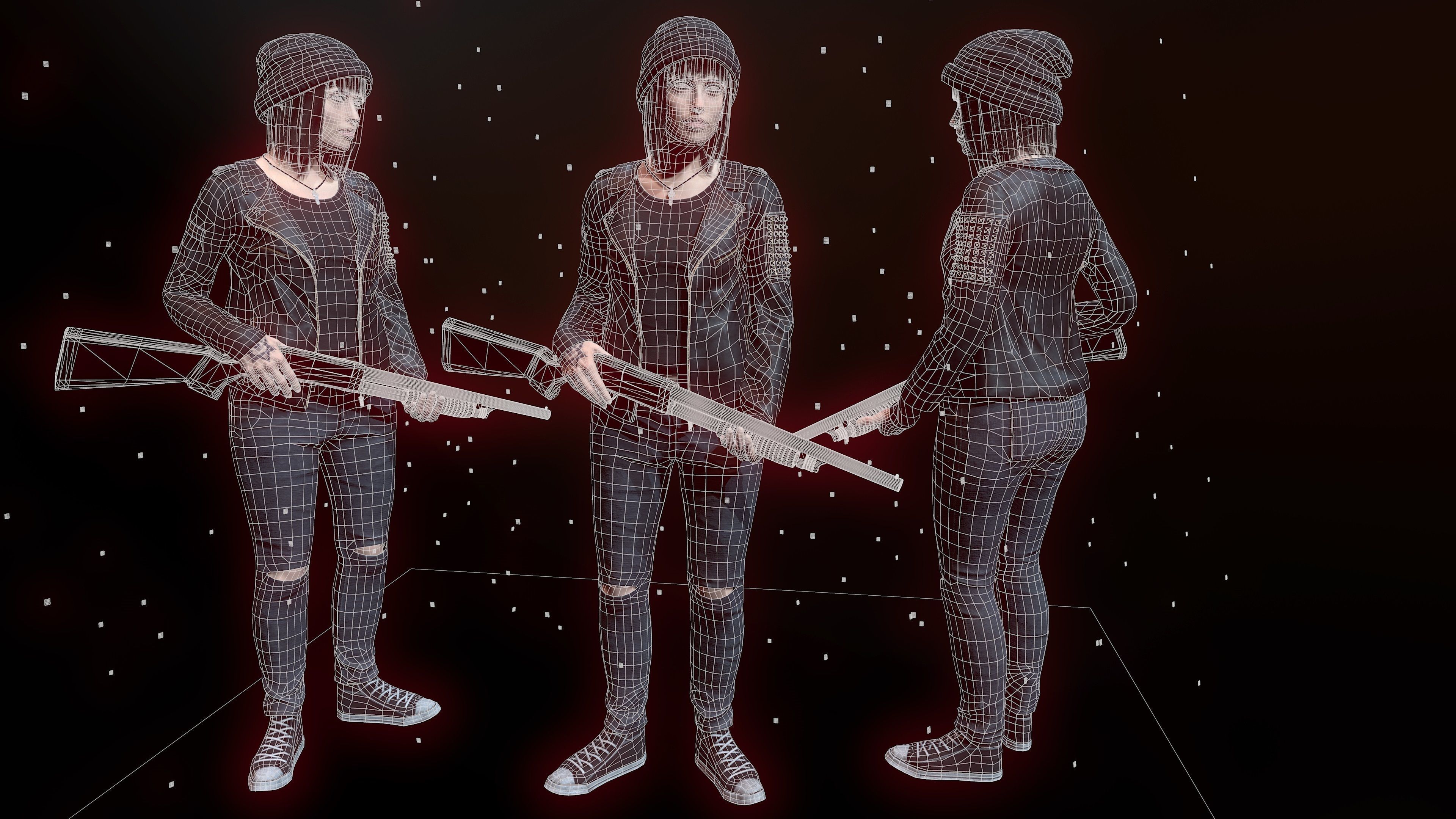 Female Character Low-poly 3D model_2