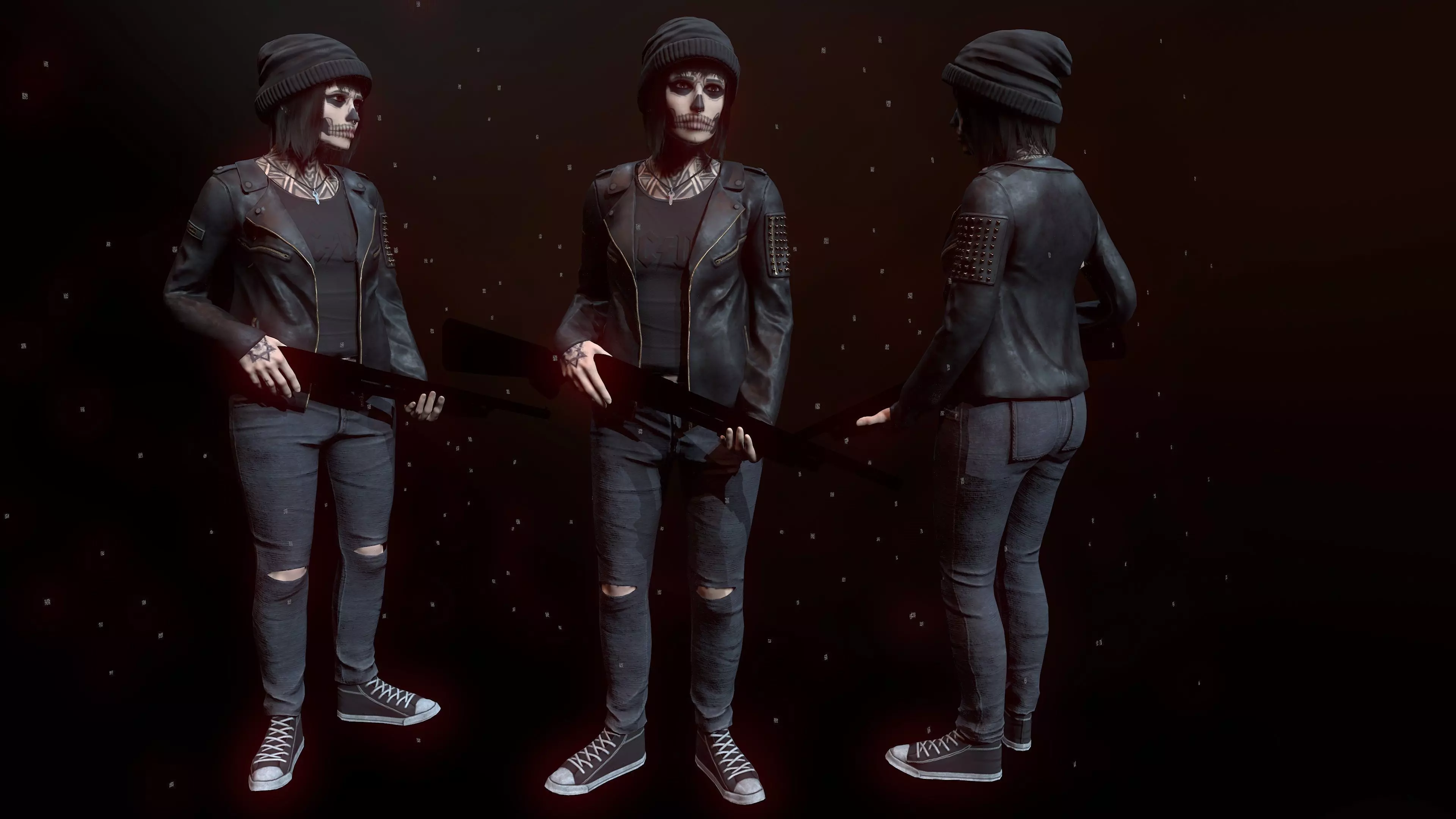 Female Character Low-poly 3D model_0
