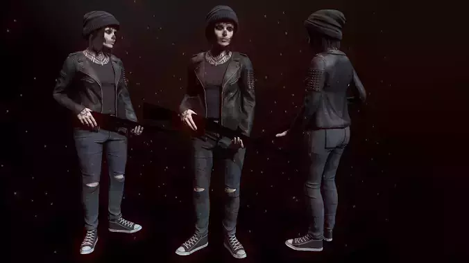 Female Character Low-poly 3D model