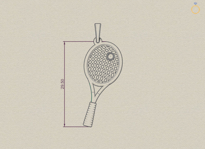 3D model pendant tennis racket 3D print model_6
