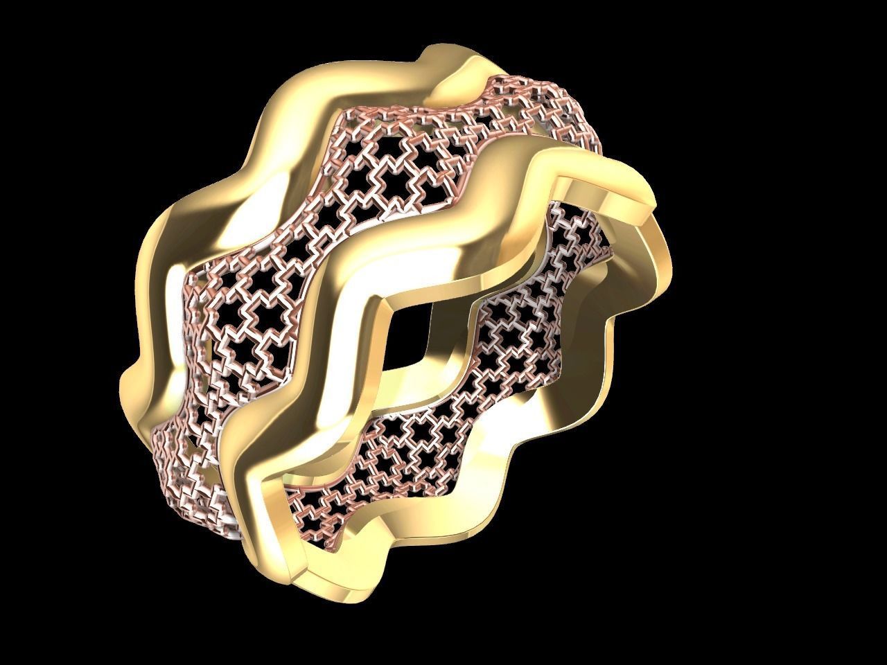 wavy  jail ring stl verified  3D print model_4