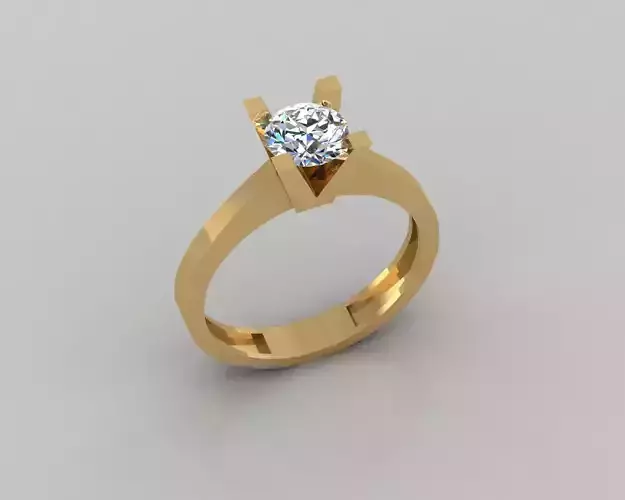 Rings 3D gold engagement ring with solitaire diamond