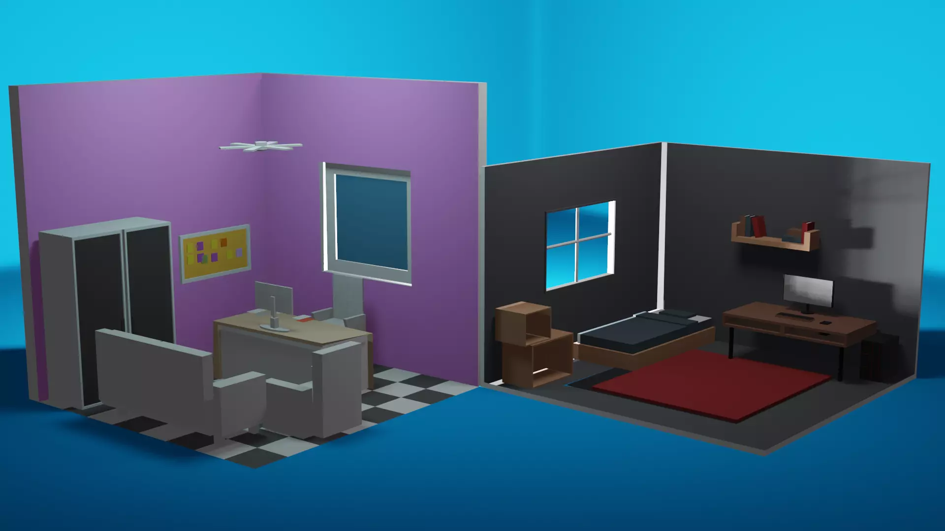 Low Poly Isometric - Room Free low-poly 3D model Low-poly 3D model_0