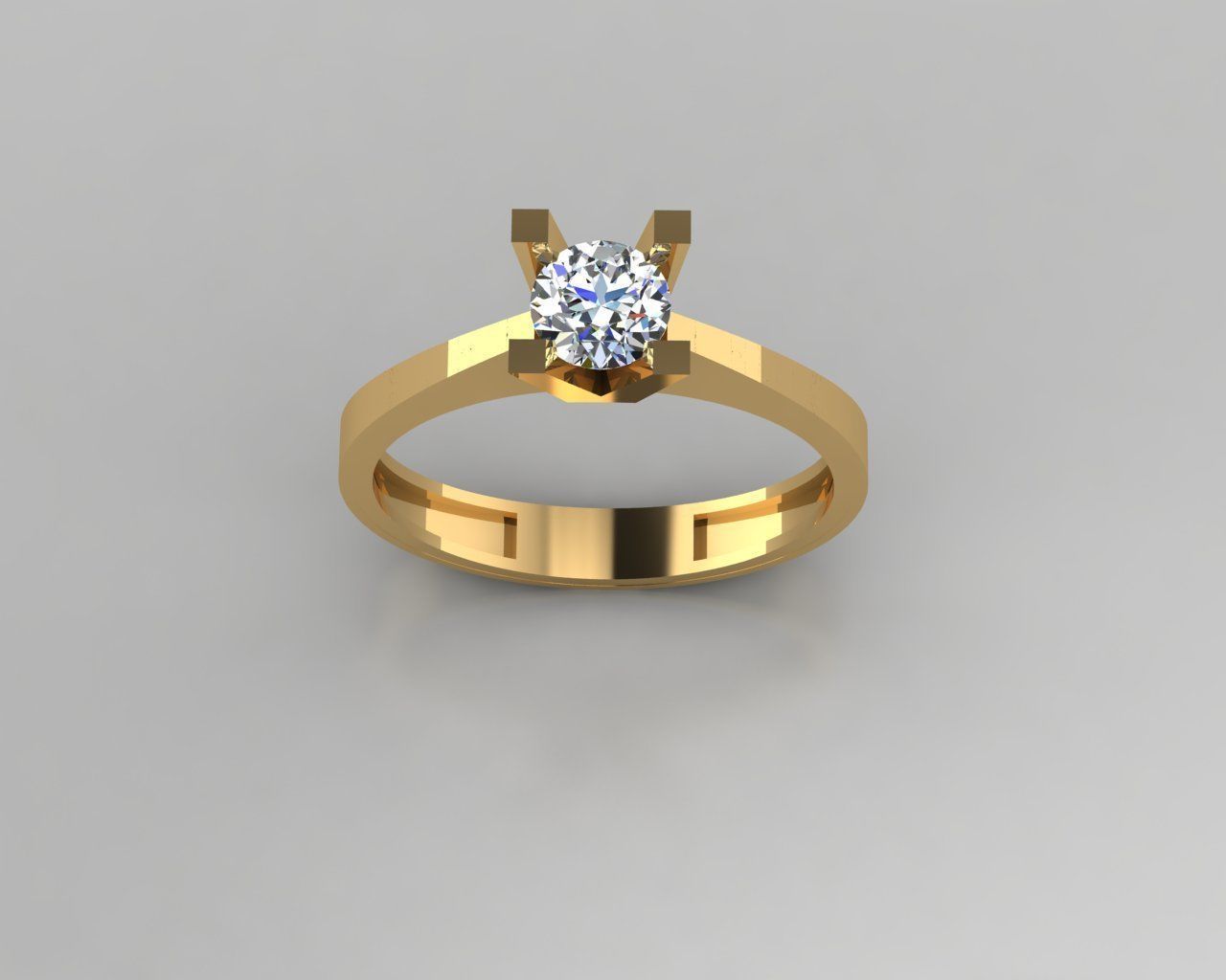 Rings 3D engagement ring gold 3D print model_2