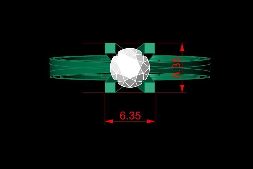 Rings 3D engagement ring gold 3D print model_4