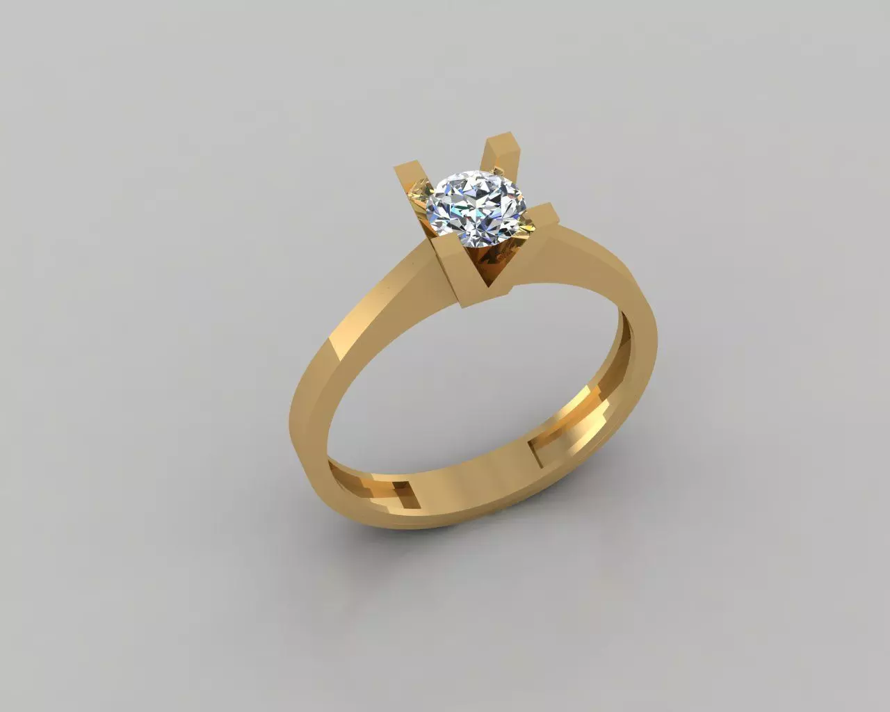 Rings 3D engagement ring gold 3D print model_0