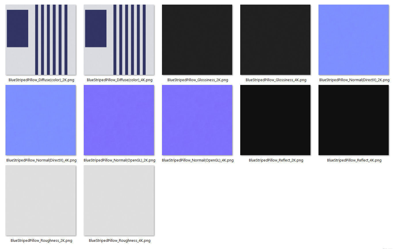 Blue and White Striped Pillow Low-poly 3D model_15