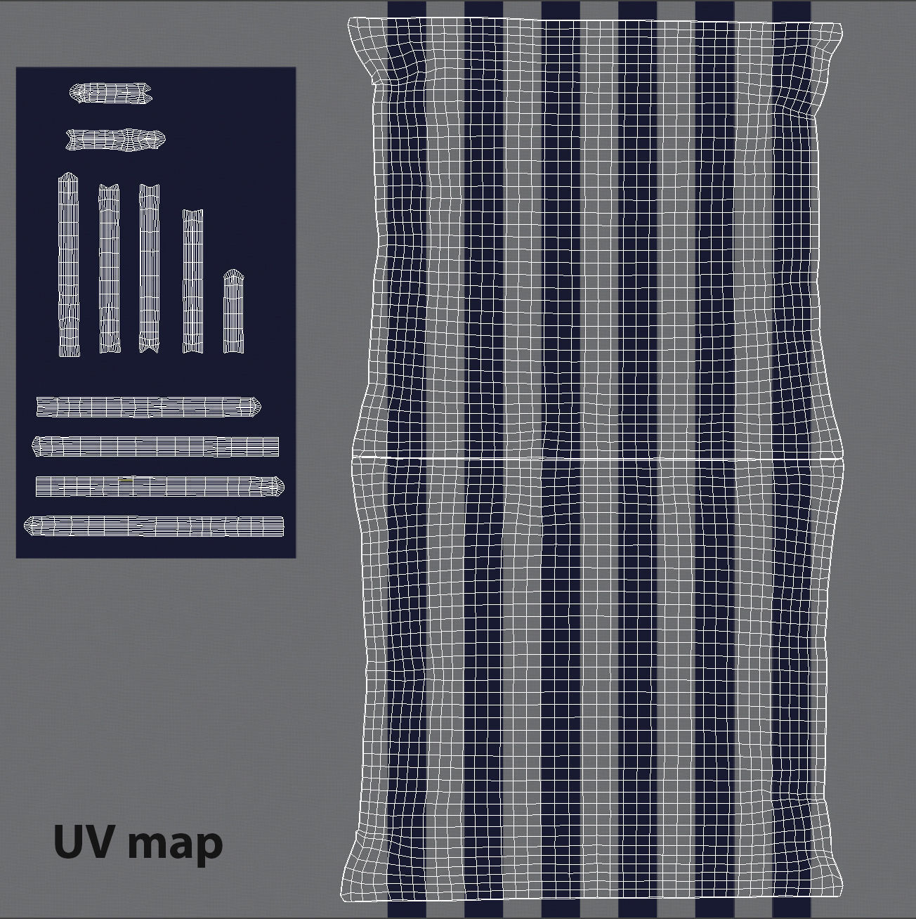 Blue and White Striped Pillow Low-poly 3D model_14