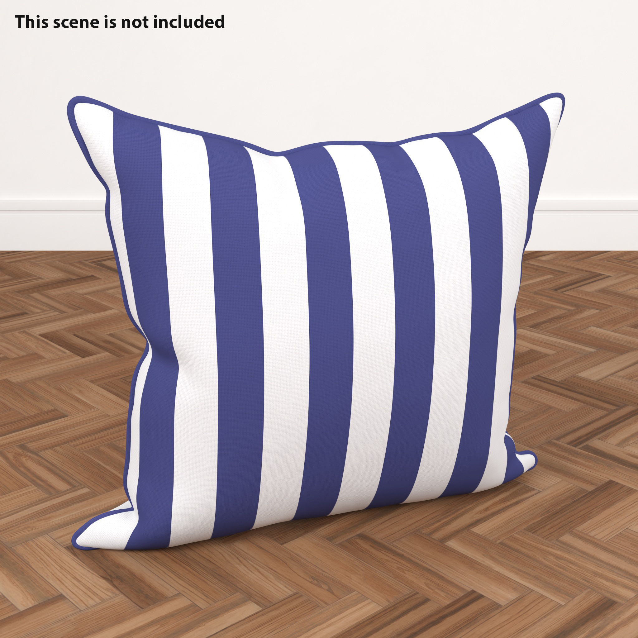 Blue and White Striped Pillow Low-poly 3D model_6