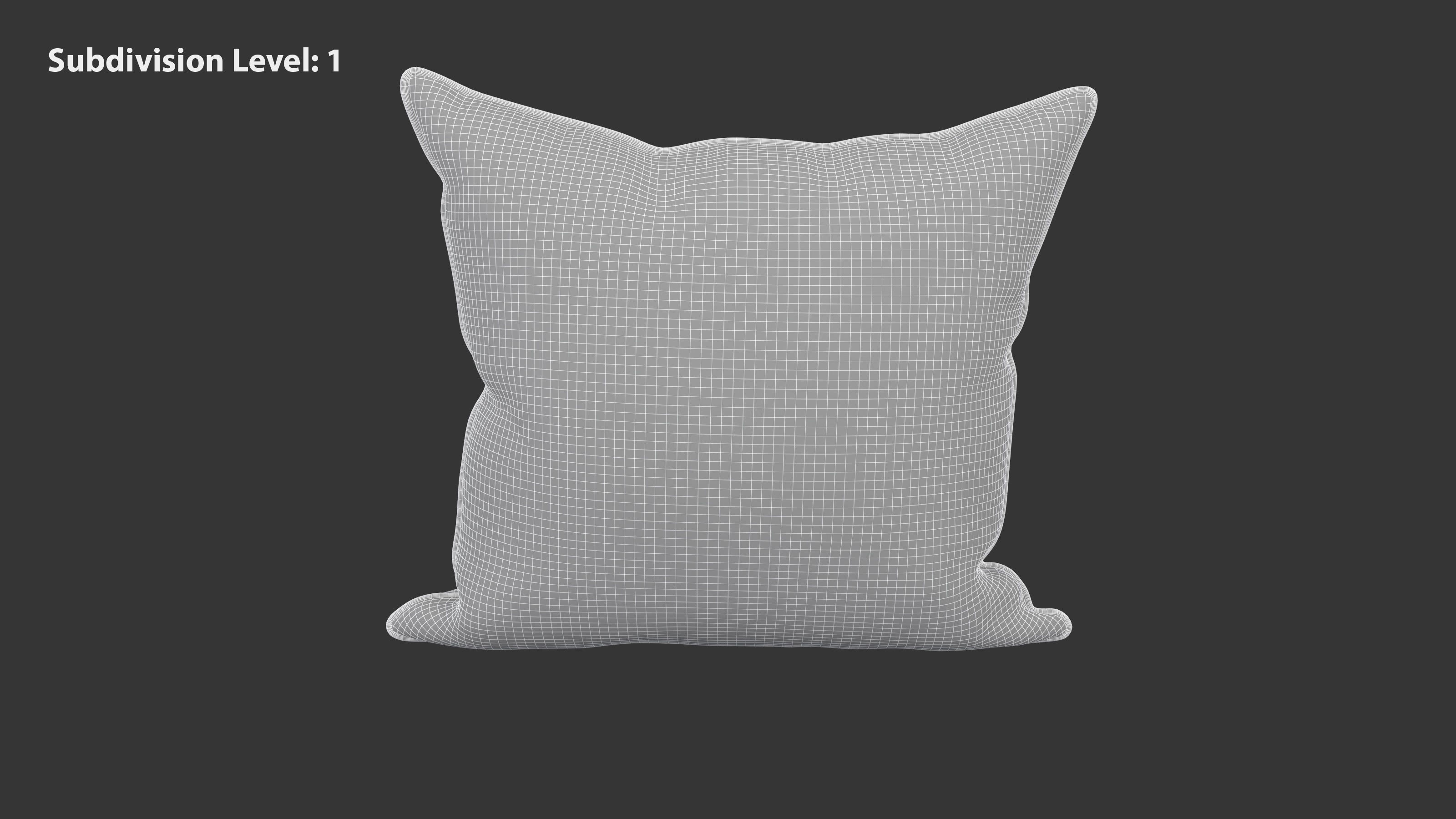 Blue and White Striped Pillow Low-poly 3D model_8