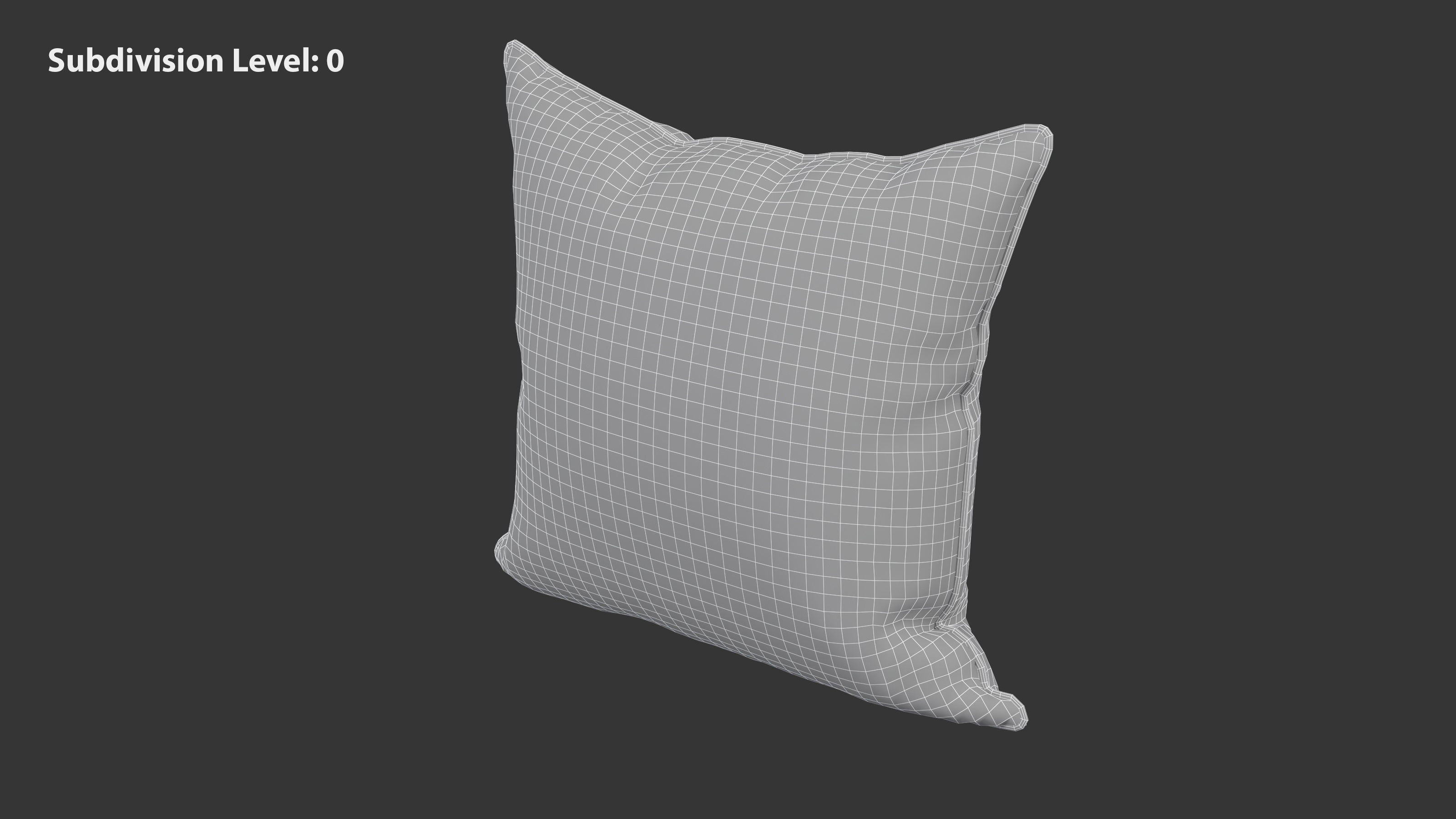 Blue and White Striped Pillow Low-poly 3D model_11