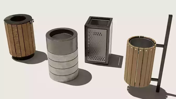 Collection of street bins 3D model