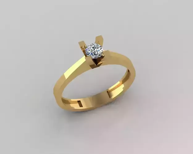 Rings 3D gold engagement ring with diamond