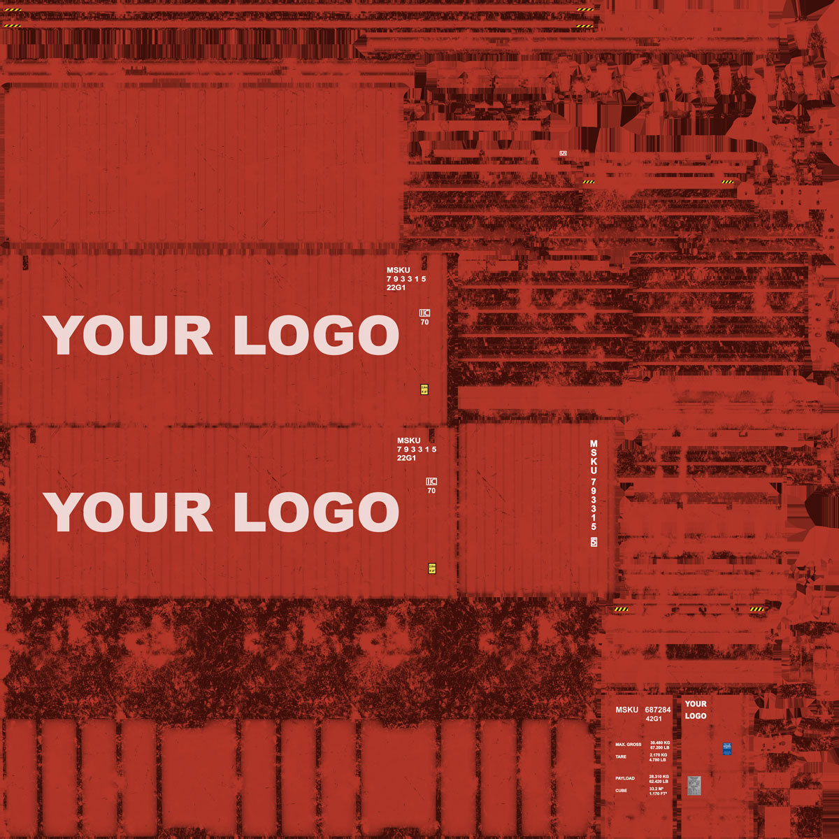 Generic container 20ft - PSD edit 3D model_7