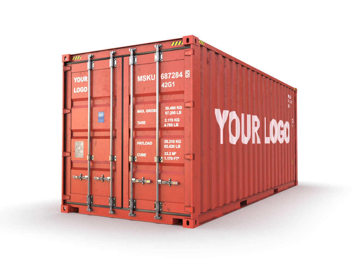 Generic container 20ft - PSD edit 3D model_1