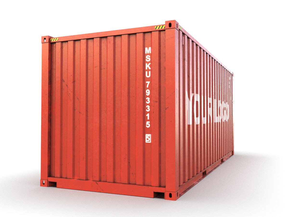 Generic container 20ft - PSD edit 3D model_2