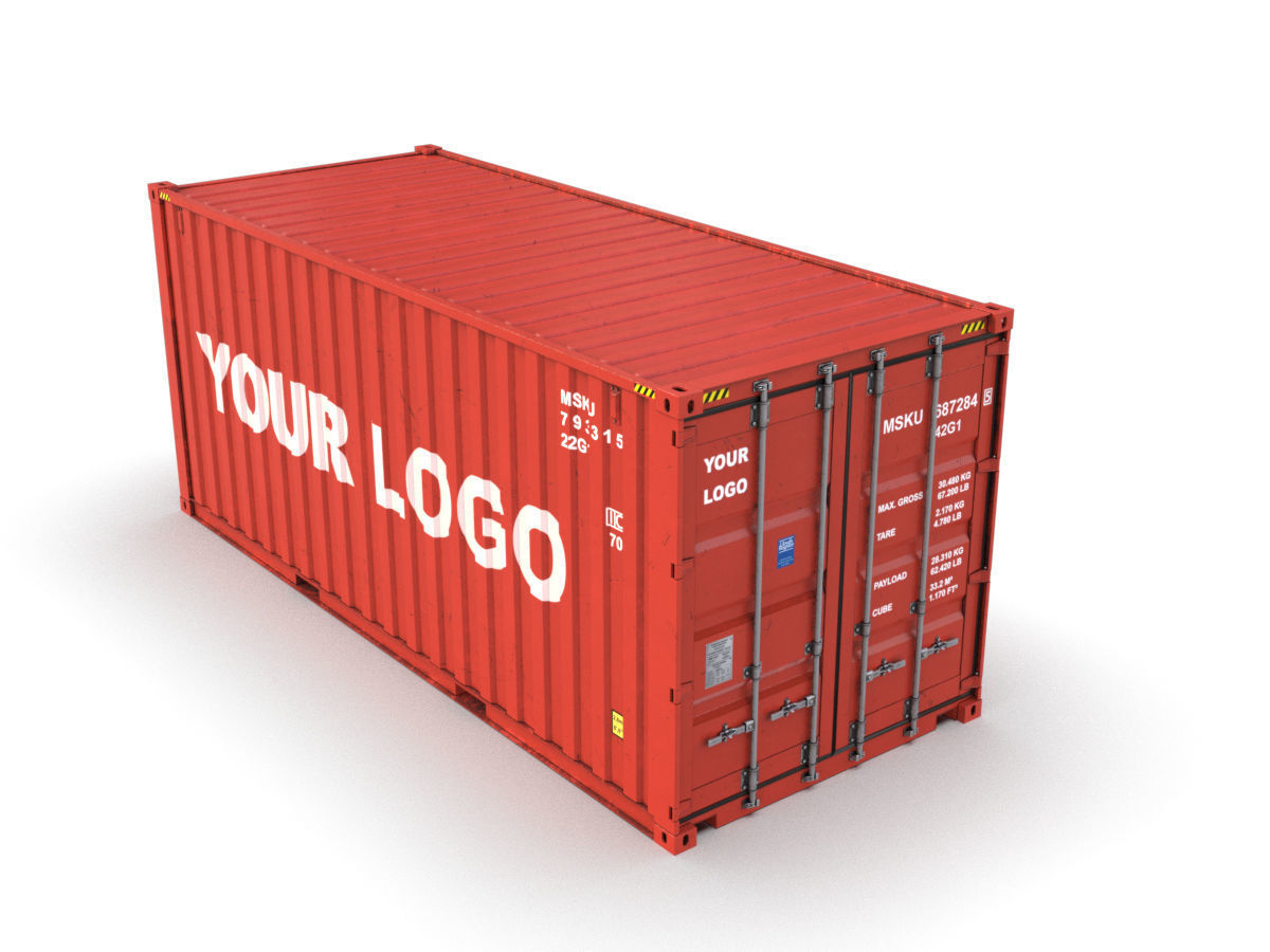 Generic container 20ft - PSD edit 3D model_4