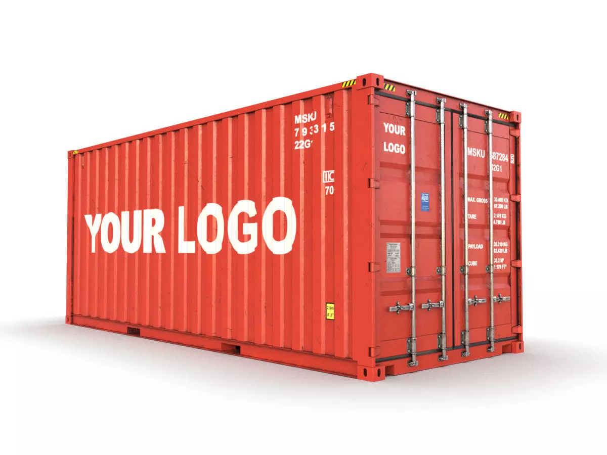 Generic container 20ft - PSD edit 3D model_0