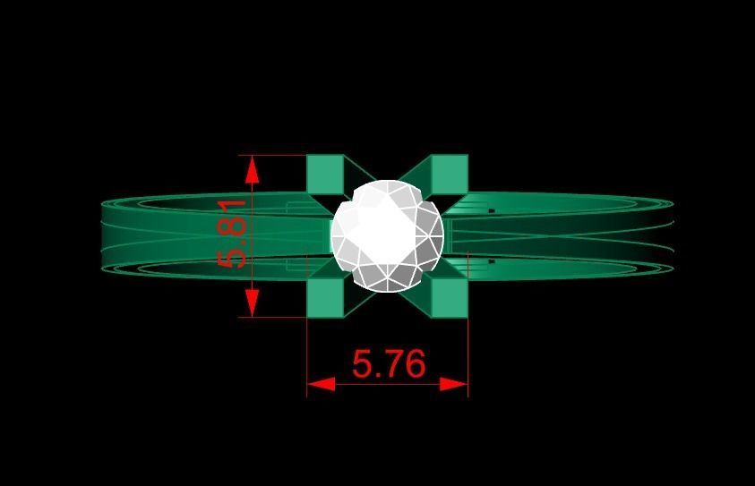 Rings 3D gold engagement ring with diamond 3D print model_4