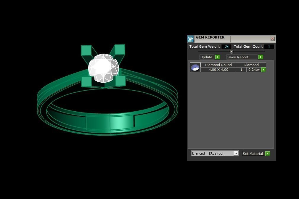 Rings 3D gold engagement ring with diamond 3D print model_3