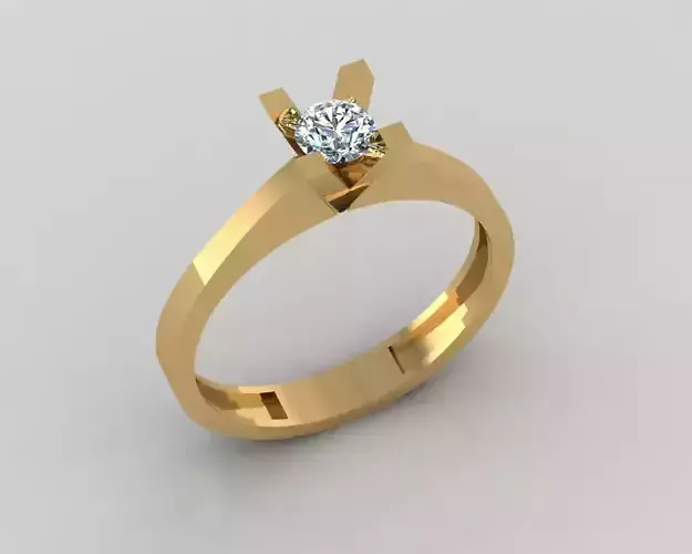 Rings 3D gold engagement ring with diamond 3D print model