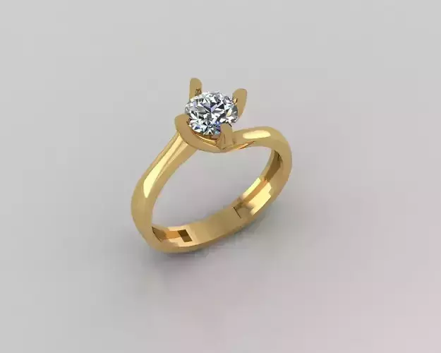 Rings 3D gold ring with diamond in center