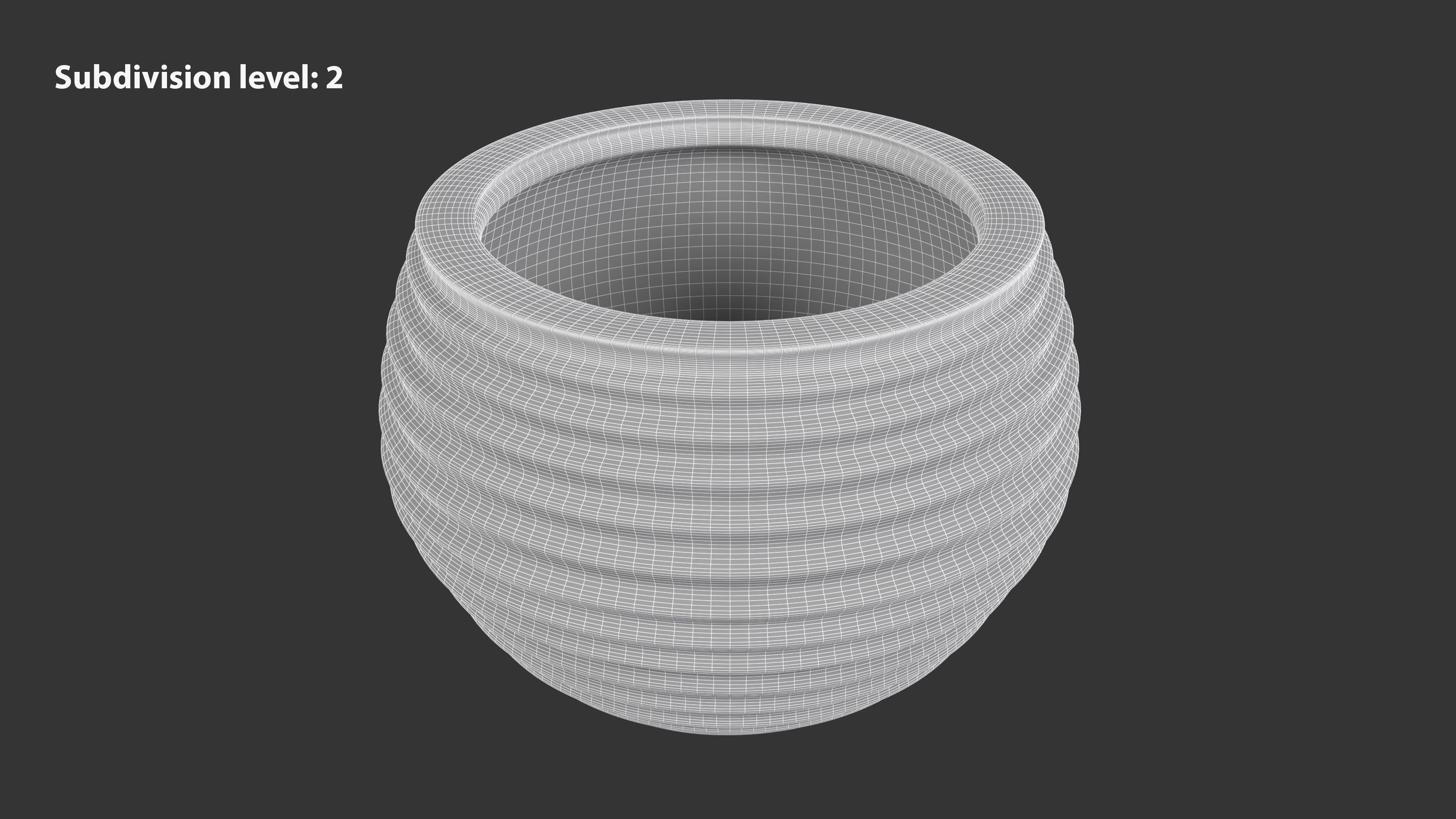 Terracotta Striped Clay Pot Low-poly 3D model_11