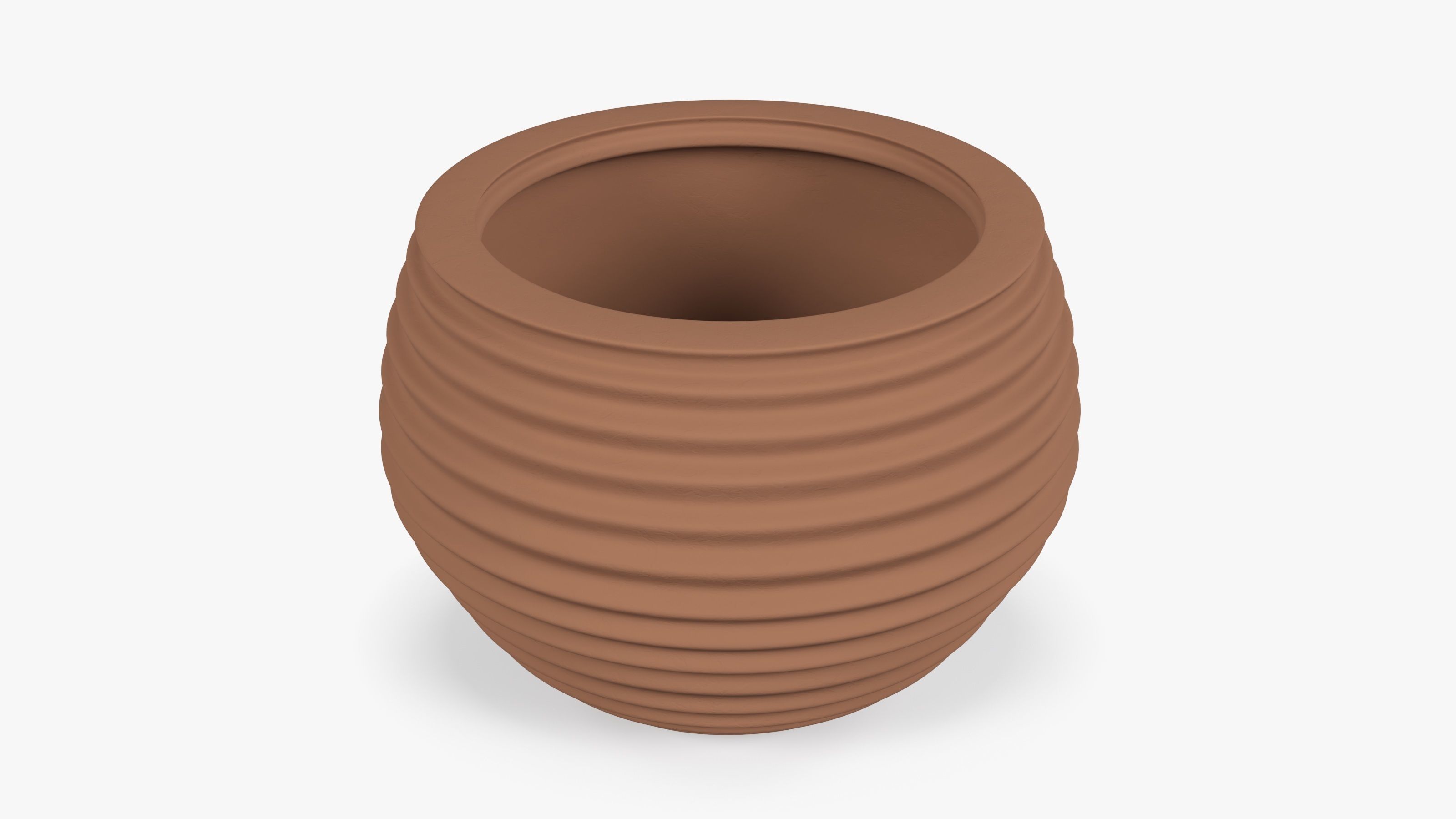 Terracotta Striped Clay Pot Low-poly 3D model_2