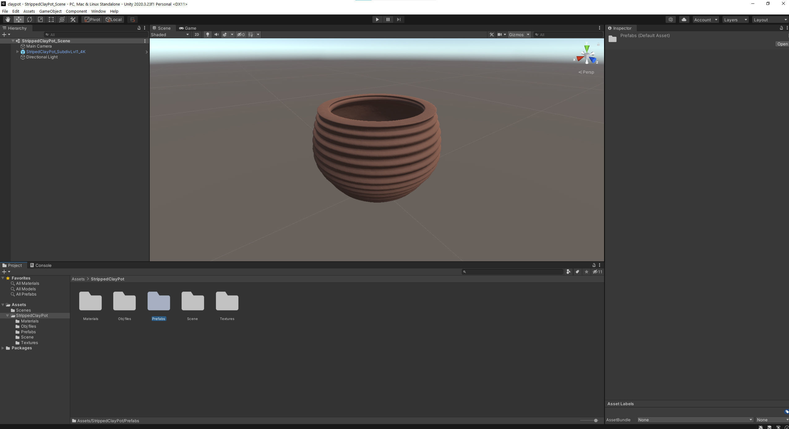 Terracotta Striped Clay Pot Low-poly 3D model_18