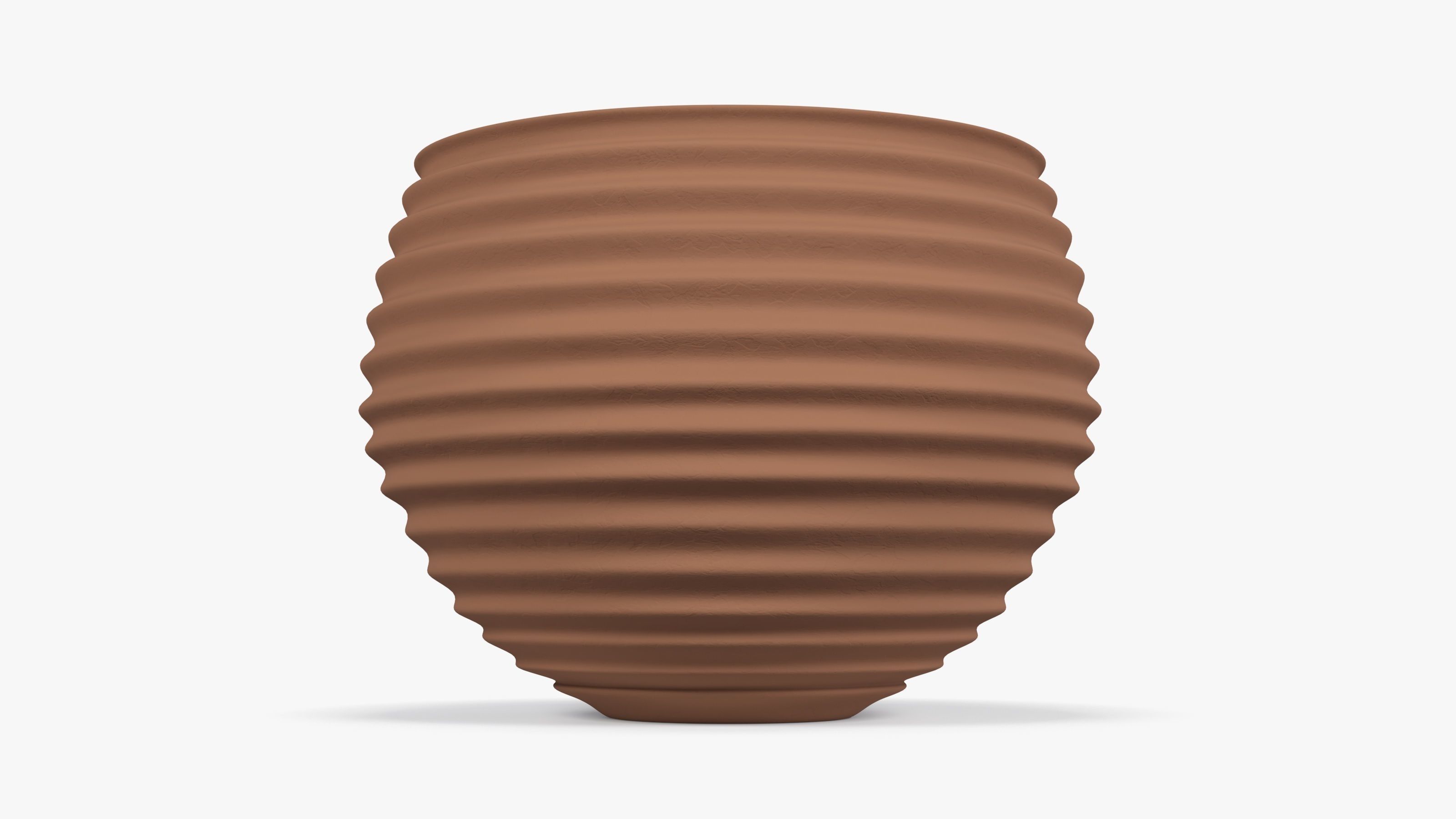 Terracotta Striped Clay Pot Low-poly 3D model_3