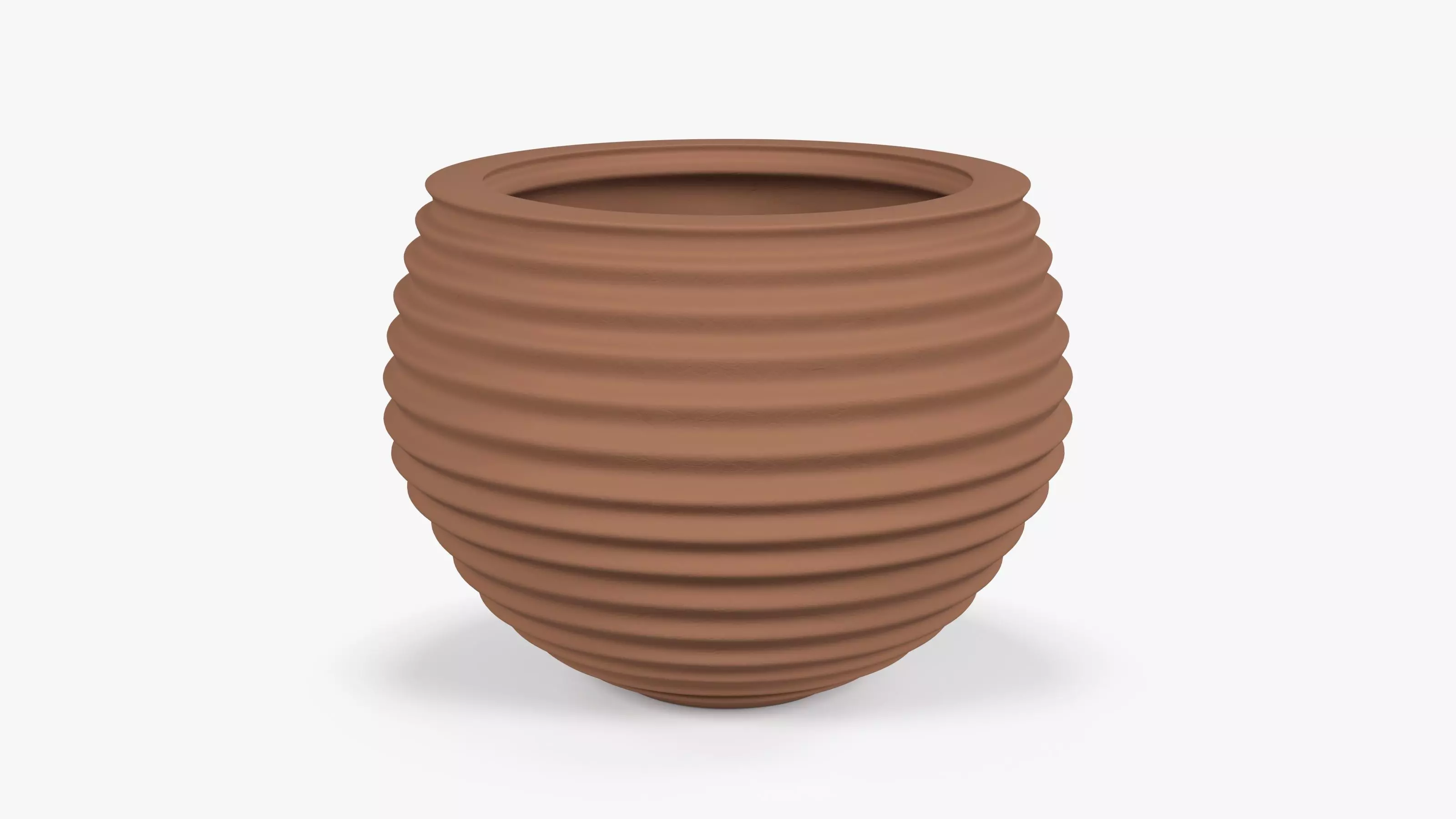 Terracotta Striped Clay Pot Low-poly 3D model_0