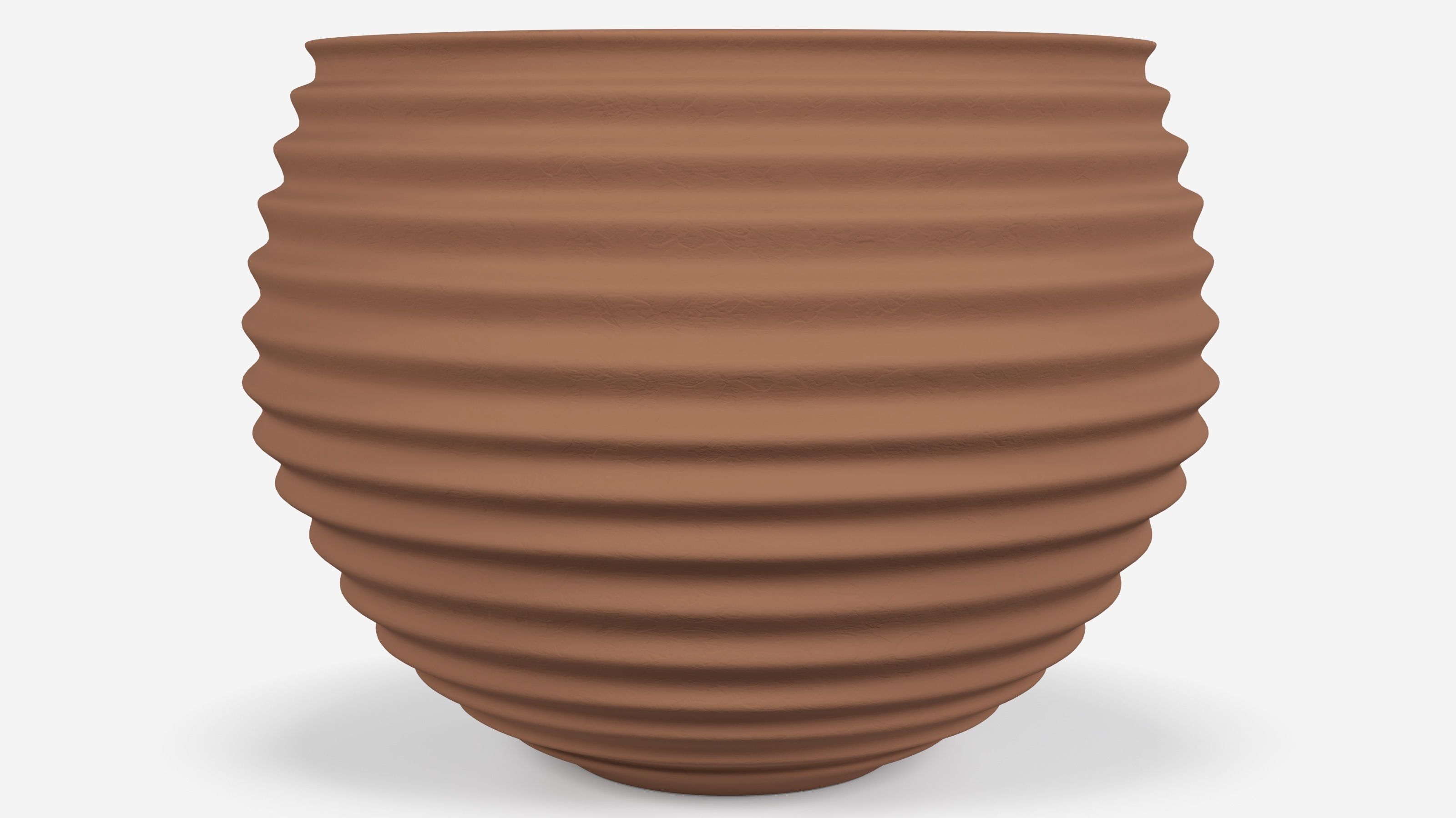Terracotta Striped Clay Pot Low-poly 3D model_1