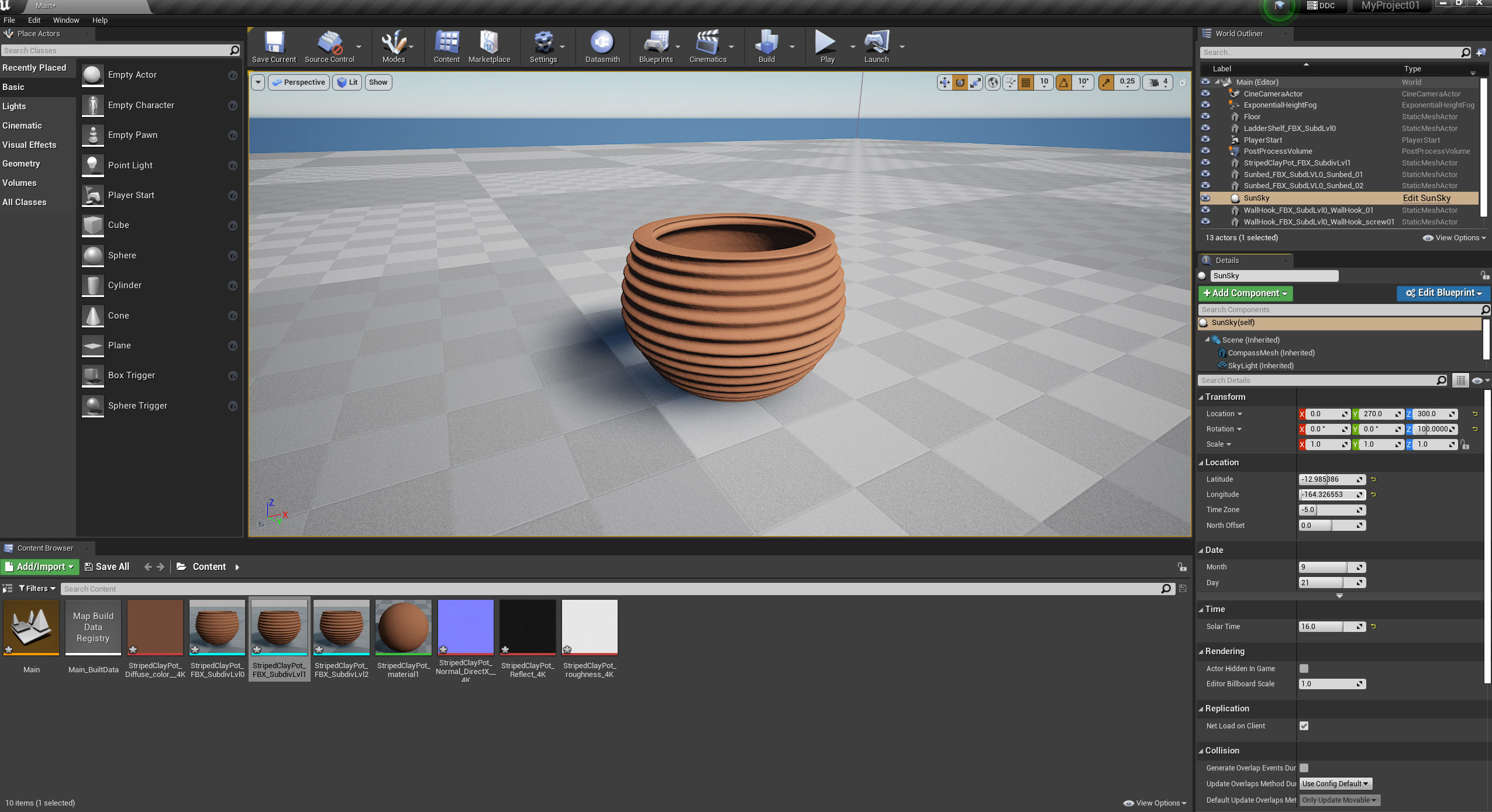 Terracotta Striped Clay Pot Low-poly 3D model_19