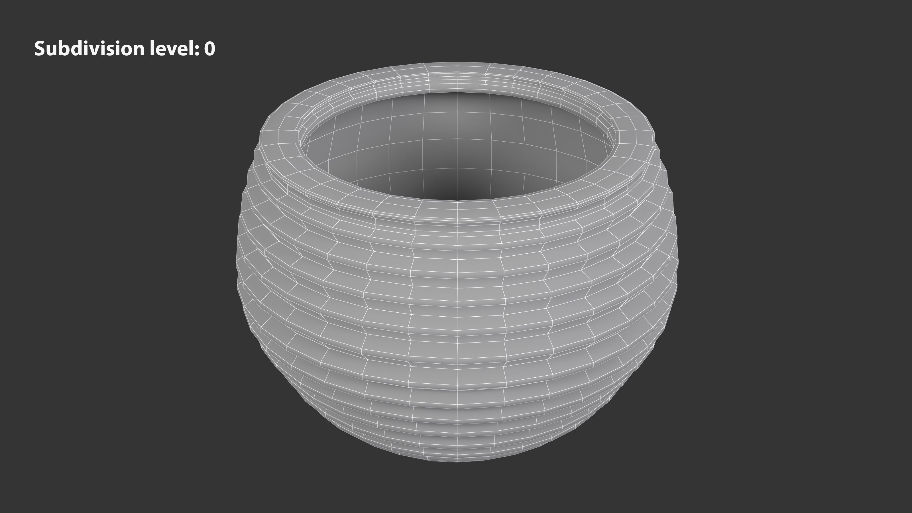 Terracotta Striped Clay Pot Low-poly 3D model_9
