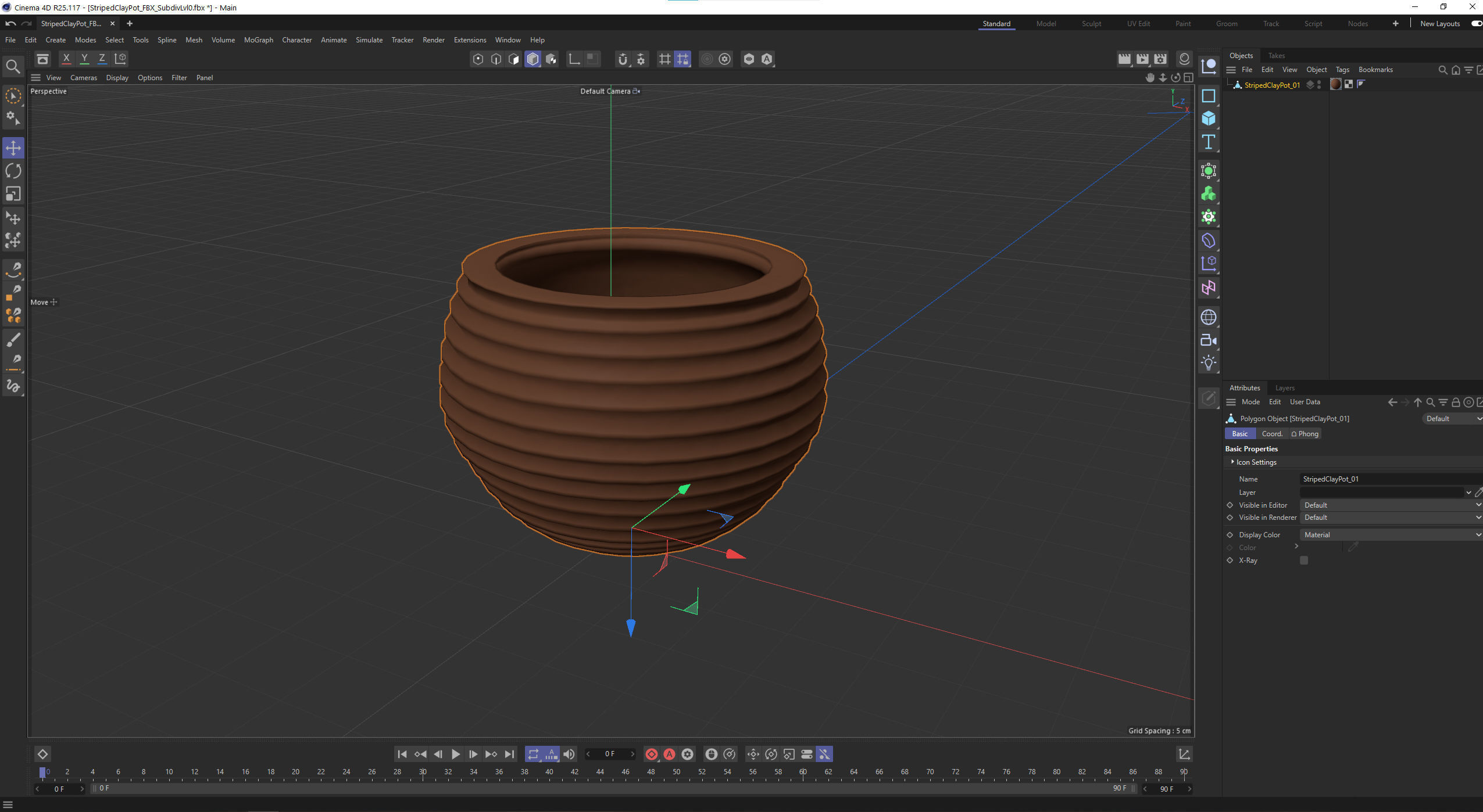 Terracotta Striped Clay Pot Low-poly 3D model_16