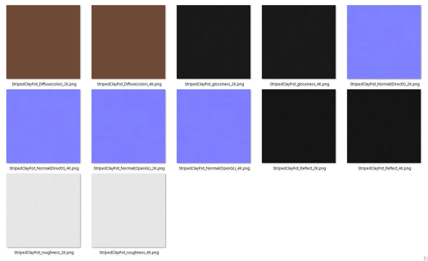 Terracotta Striped Clay Pot Low-poly 3D model_13