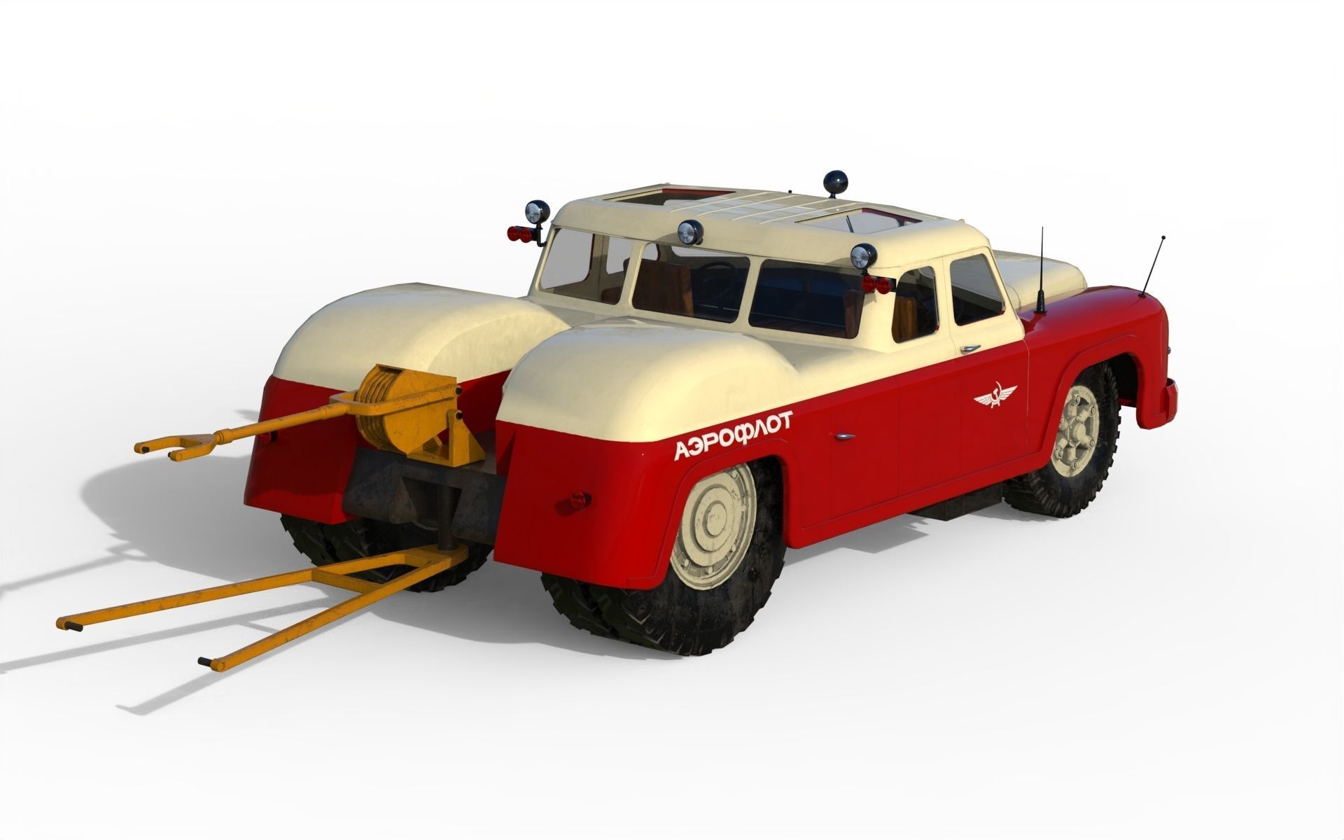 MAZ-541 soviet aircraft tug 3D model_4