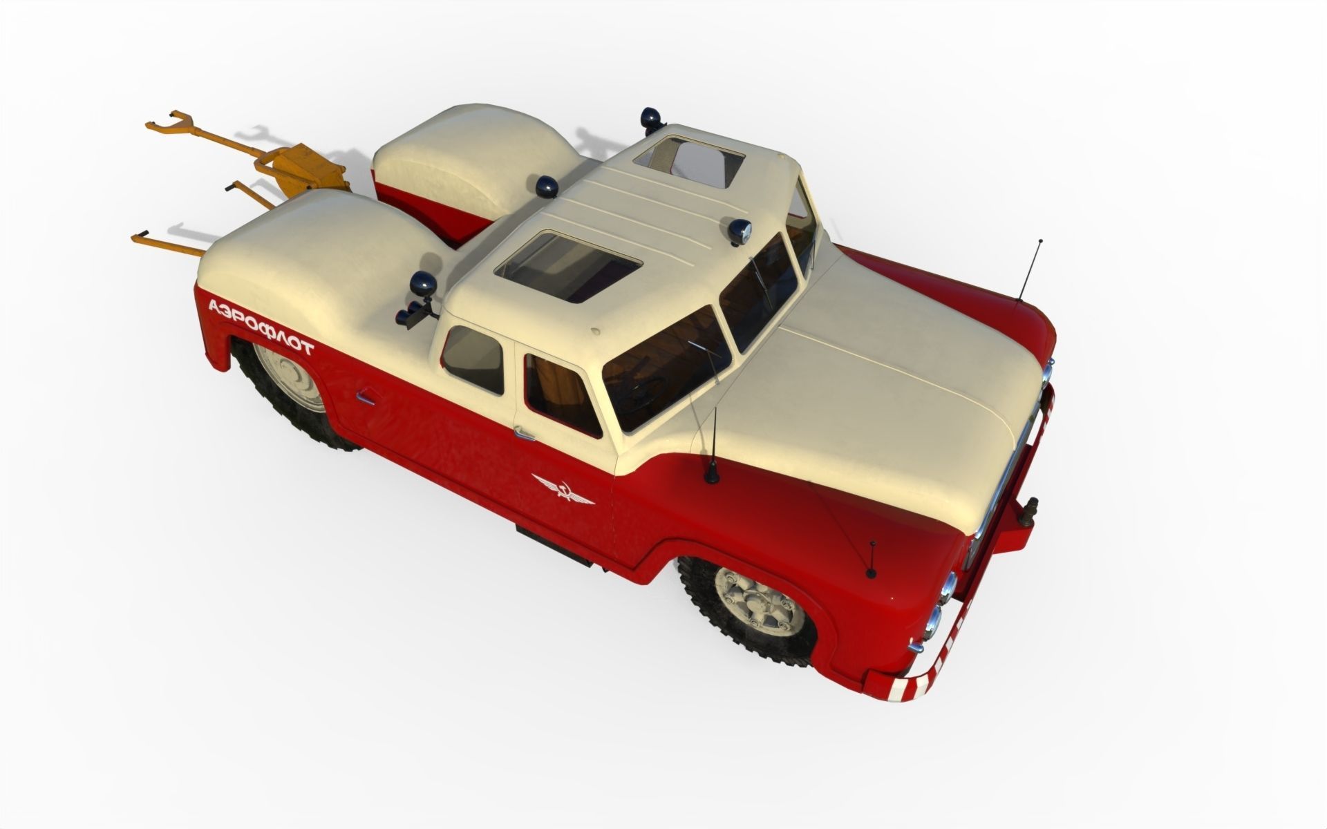 MAZ-541 soviet aircraft tug 3D model_7