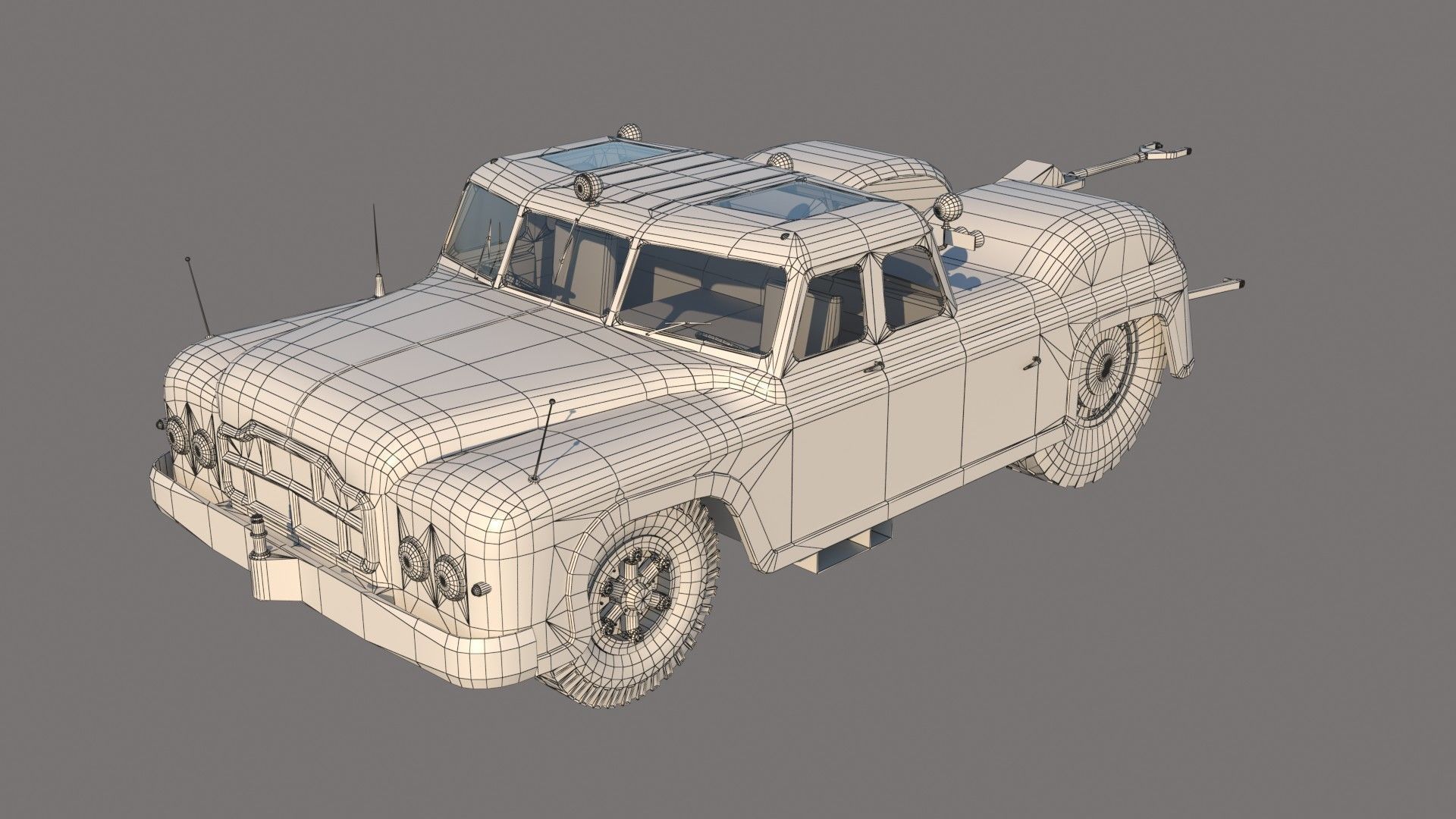 MAZ-541 soviet aircraft tug 3D model_12