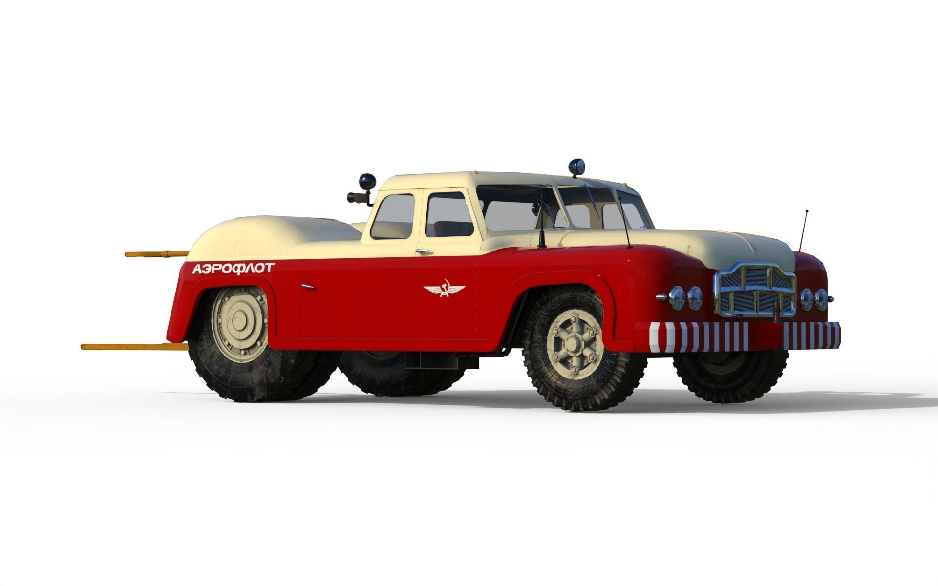 MAZ-541 soviet aircraft tug 3D model_1