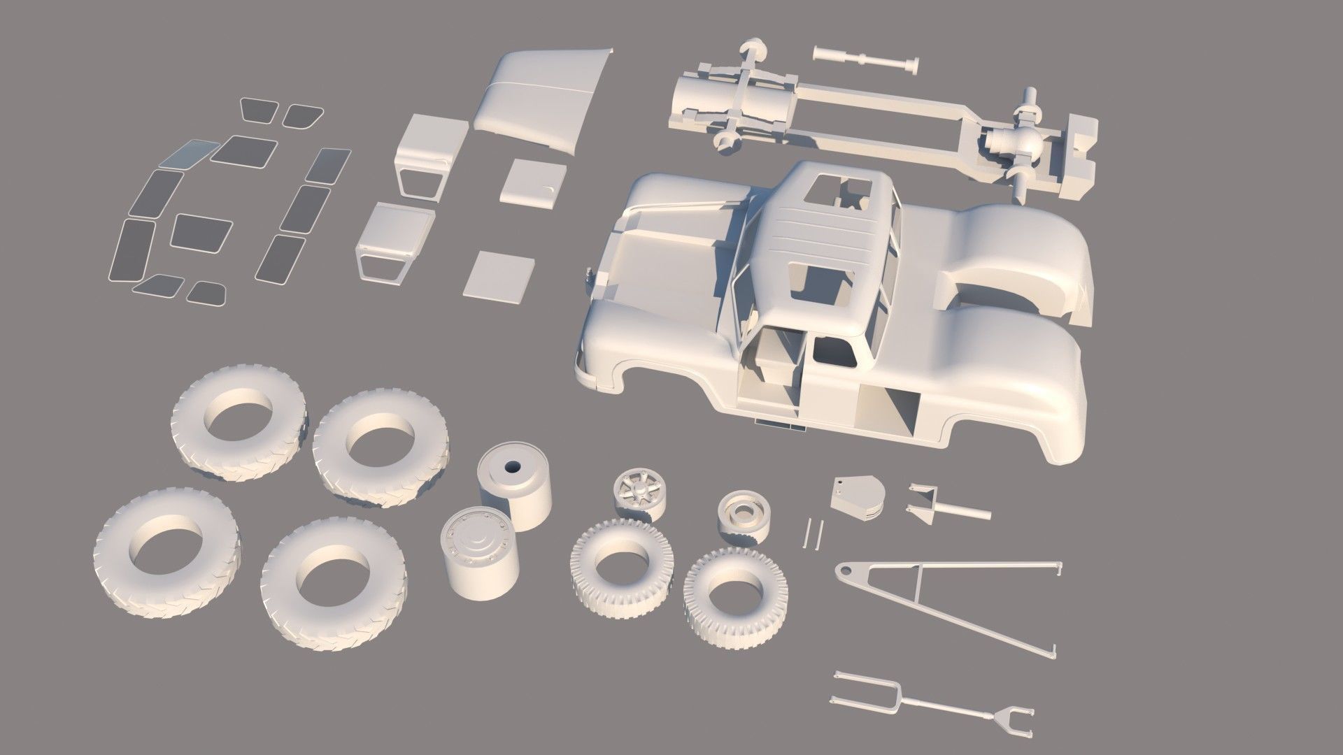 MAZ-541 soviet aircraft tug 3D model_11