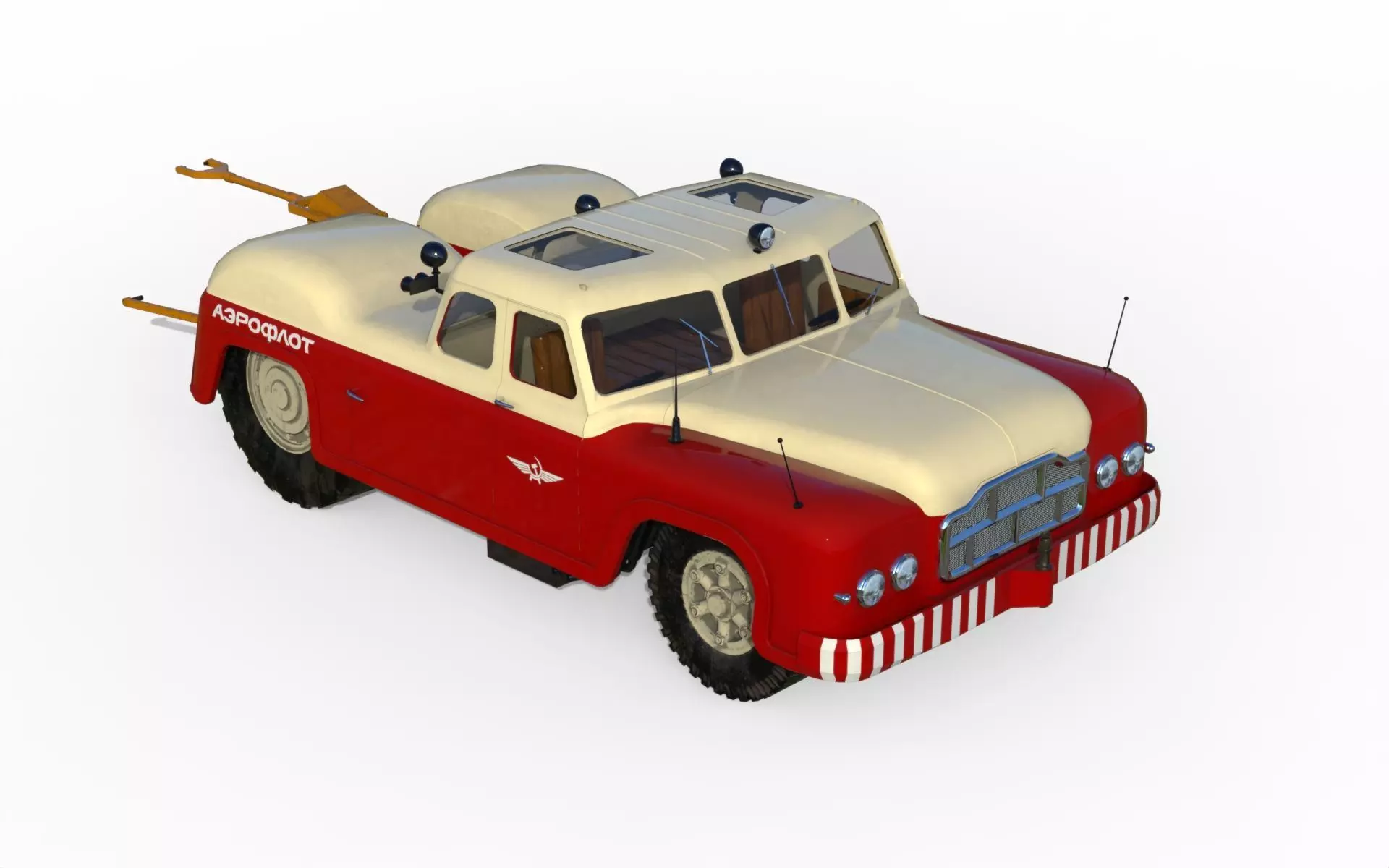 MAZ-541 soviet aircraft tug 3D model_0