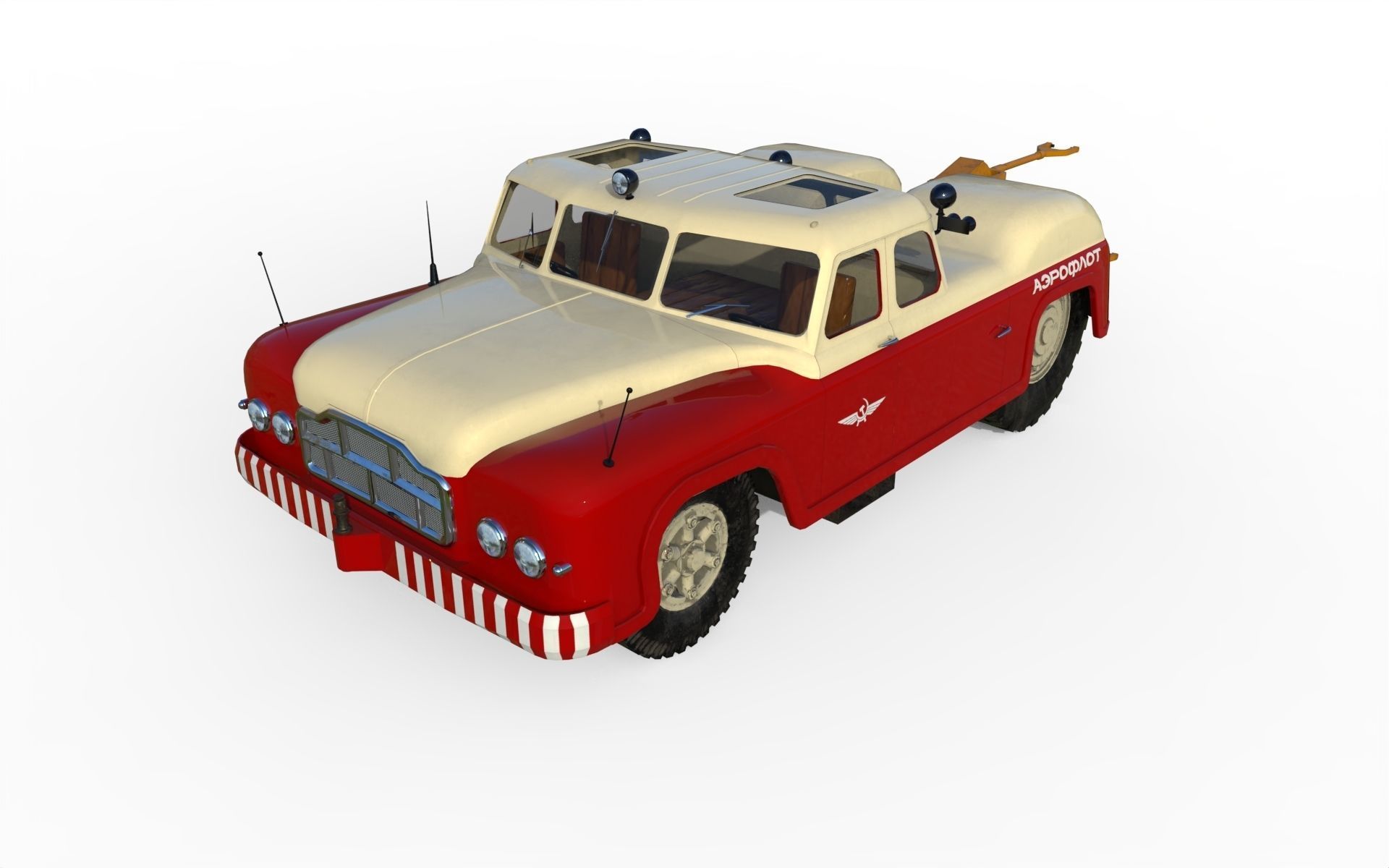 MAZ-541 soviet aircraft tug 3D model_2