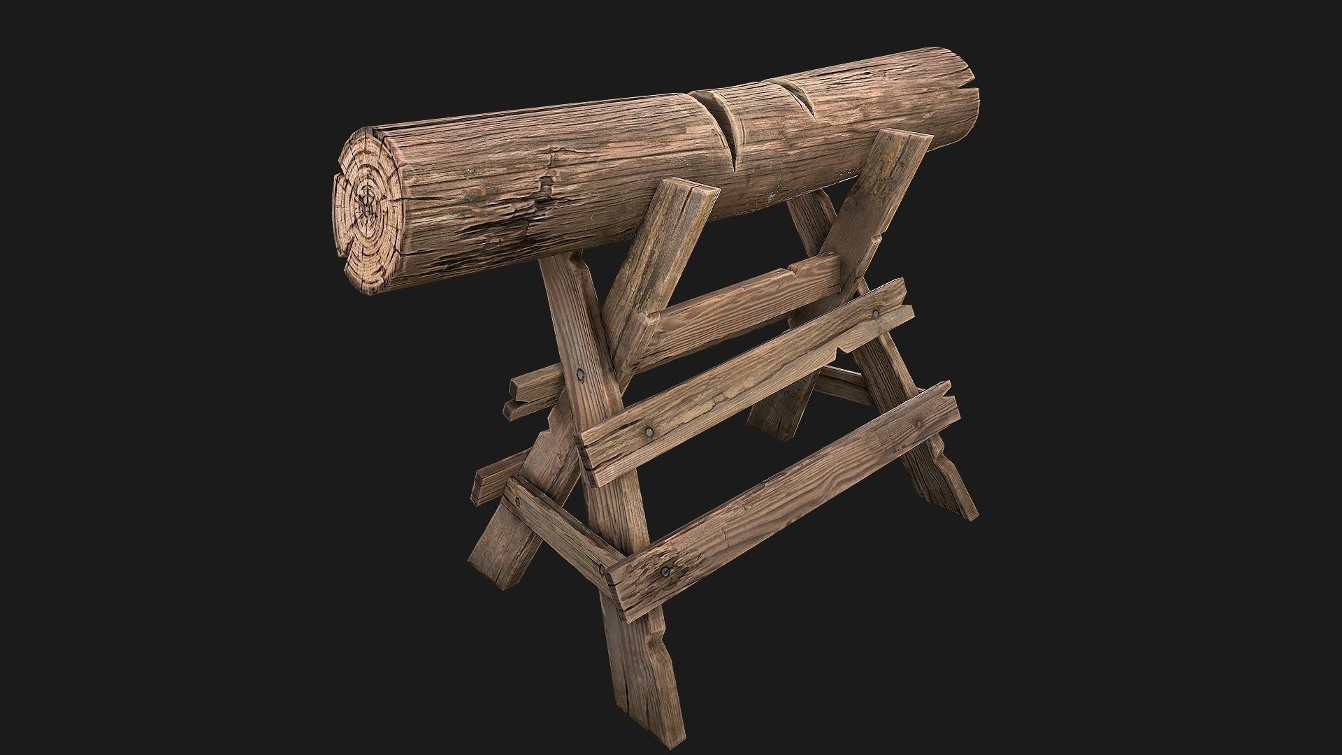 Firewood Log Stand Pack Low-poly 3D model_15