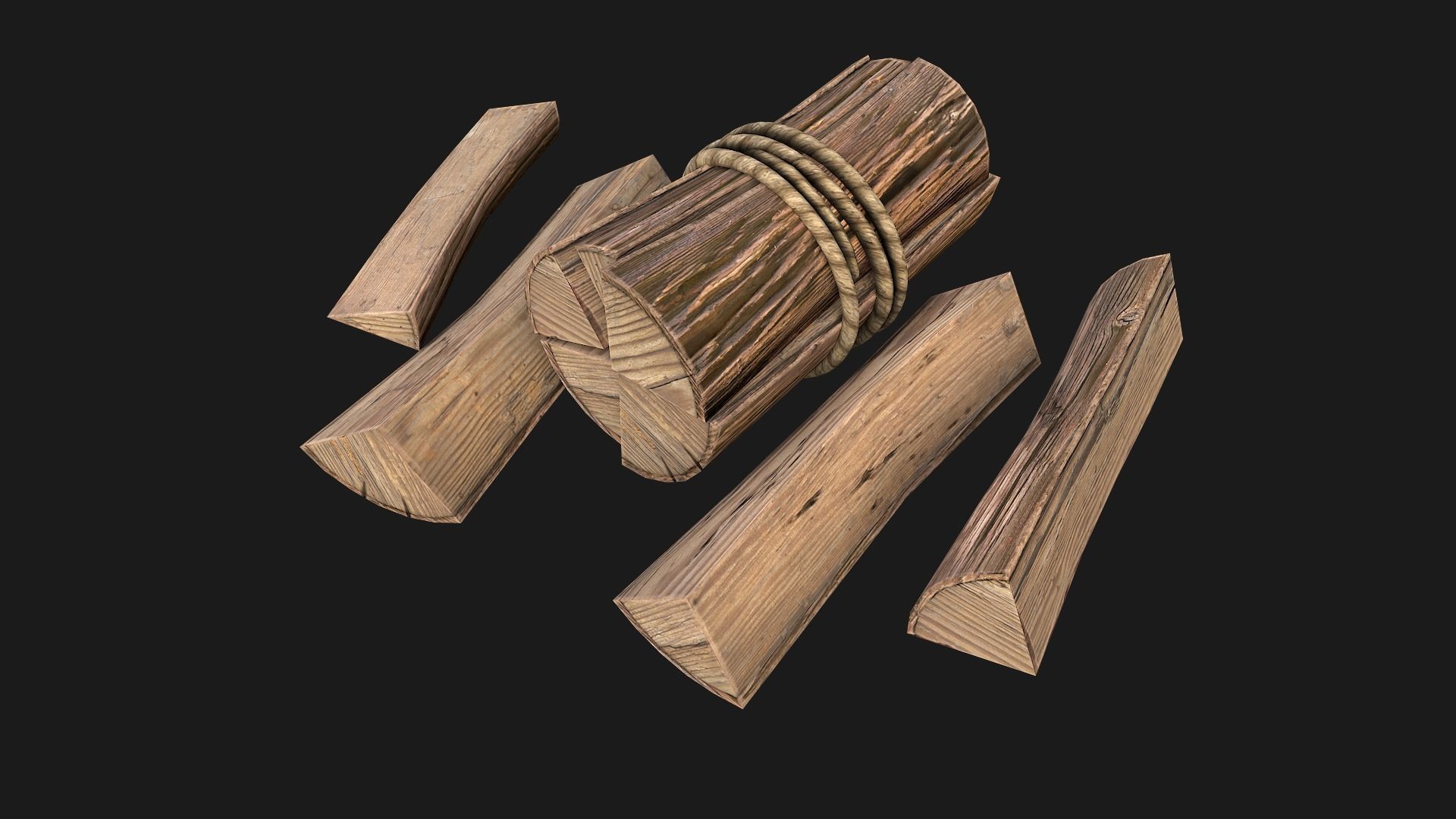Firewood Log Stand Pack Low-poly 3D model_34