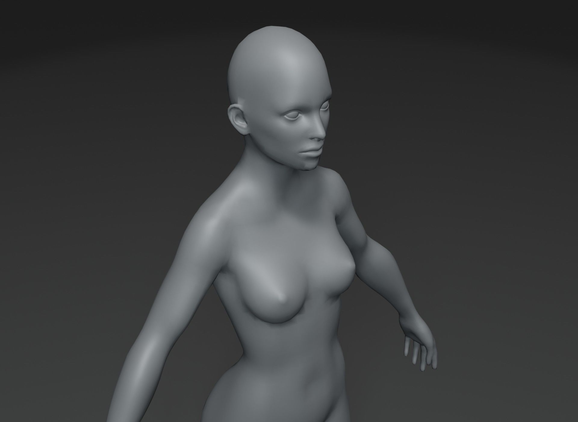Male and Female Body Base Mesh Animated and Rigged 10k Polygons Low-poly 3D model_4
