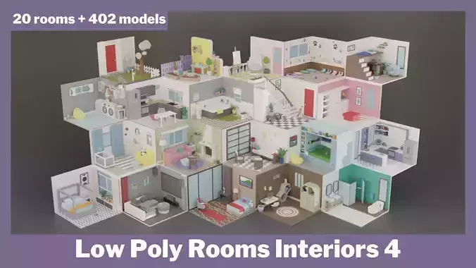 Low Poly Rooms Interiors 4