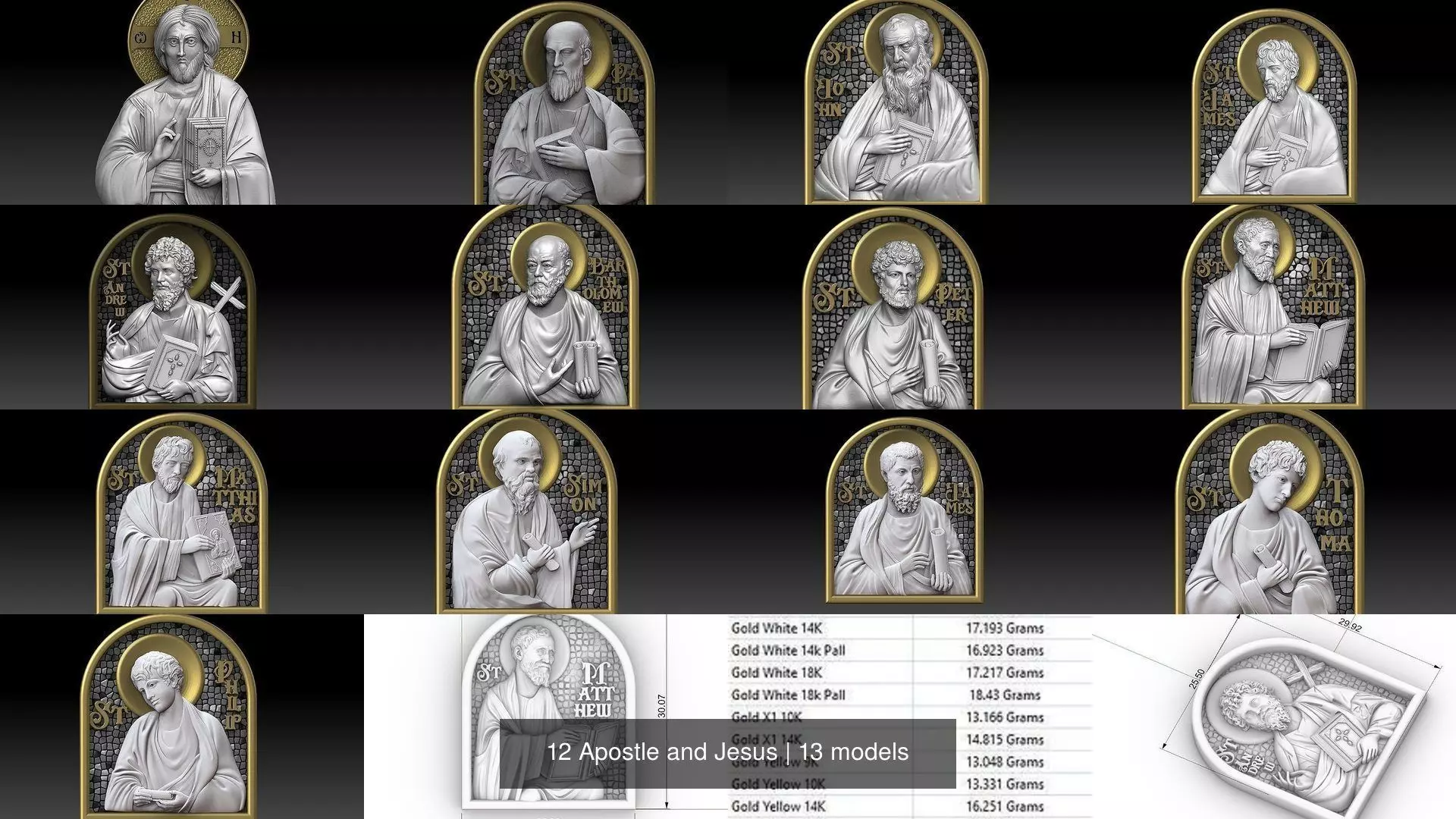 12 Apostle and Jesus 3D Model Collection_0
